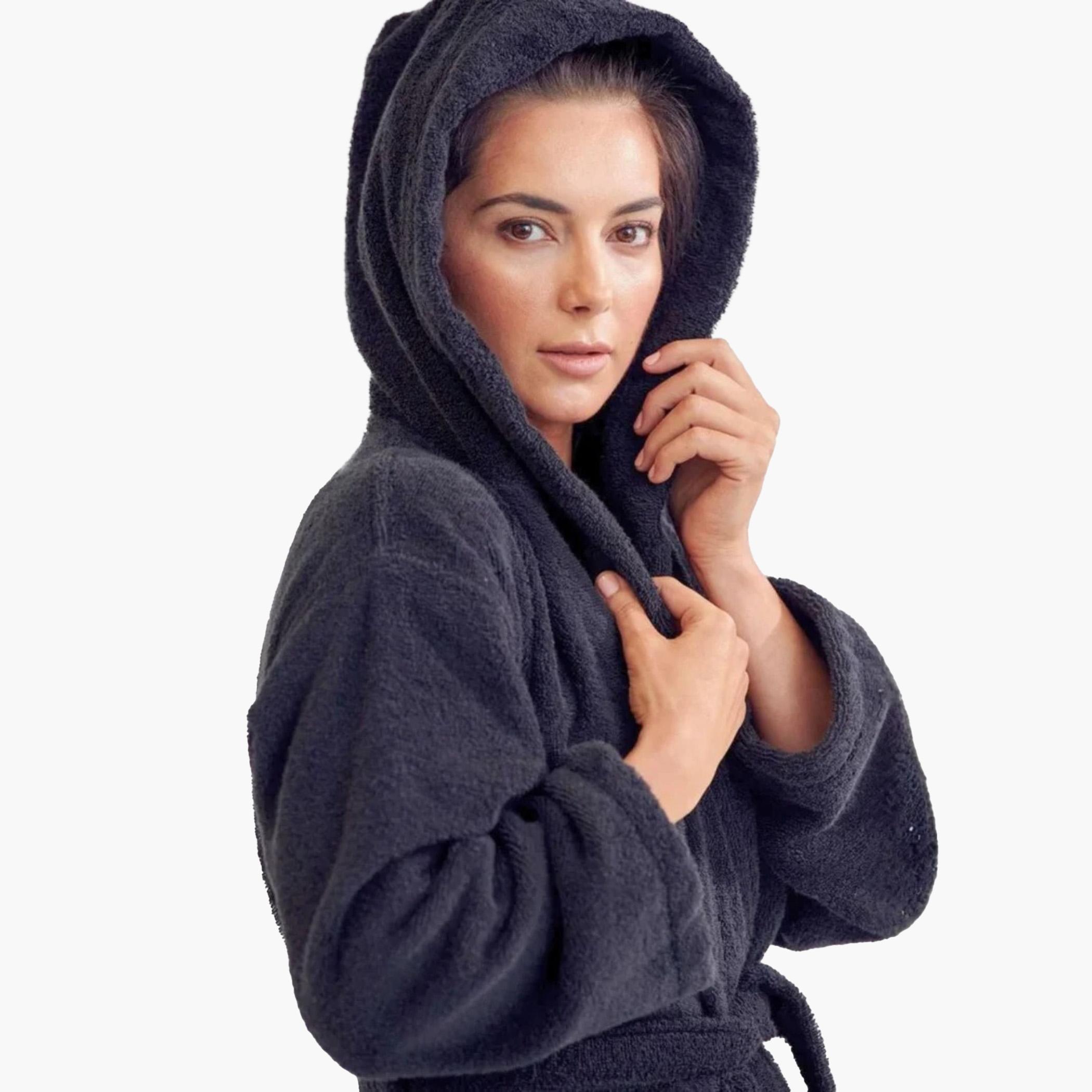Hooded Terry Bathrobe, Charcoal-household-bathandlaundry-bathlinen-towels-image-1