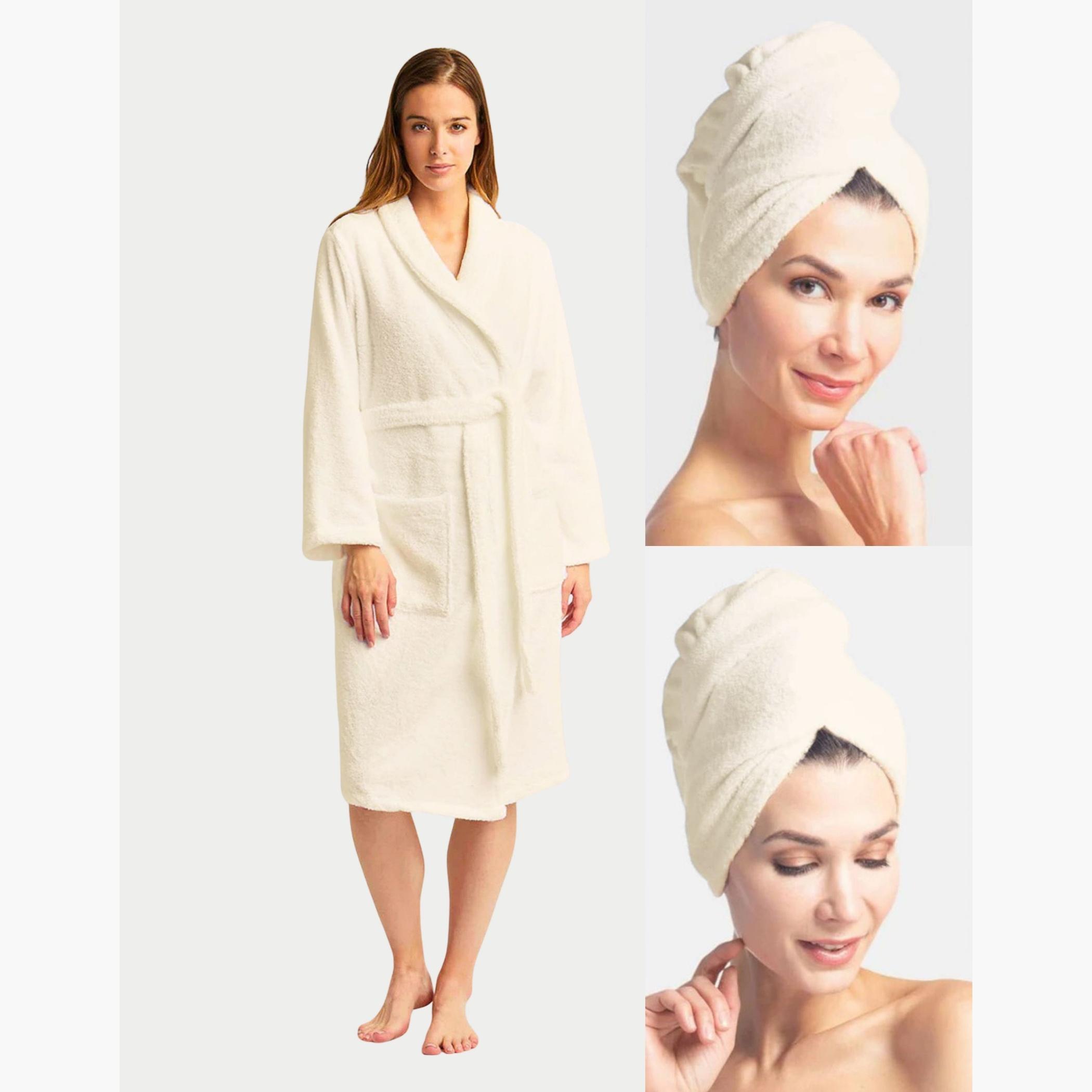 Soft Terry Bathrobe with Hair Wrap-household-bathandlaundry-bathlinen-towels-image-1