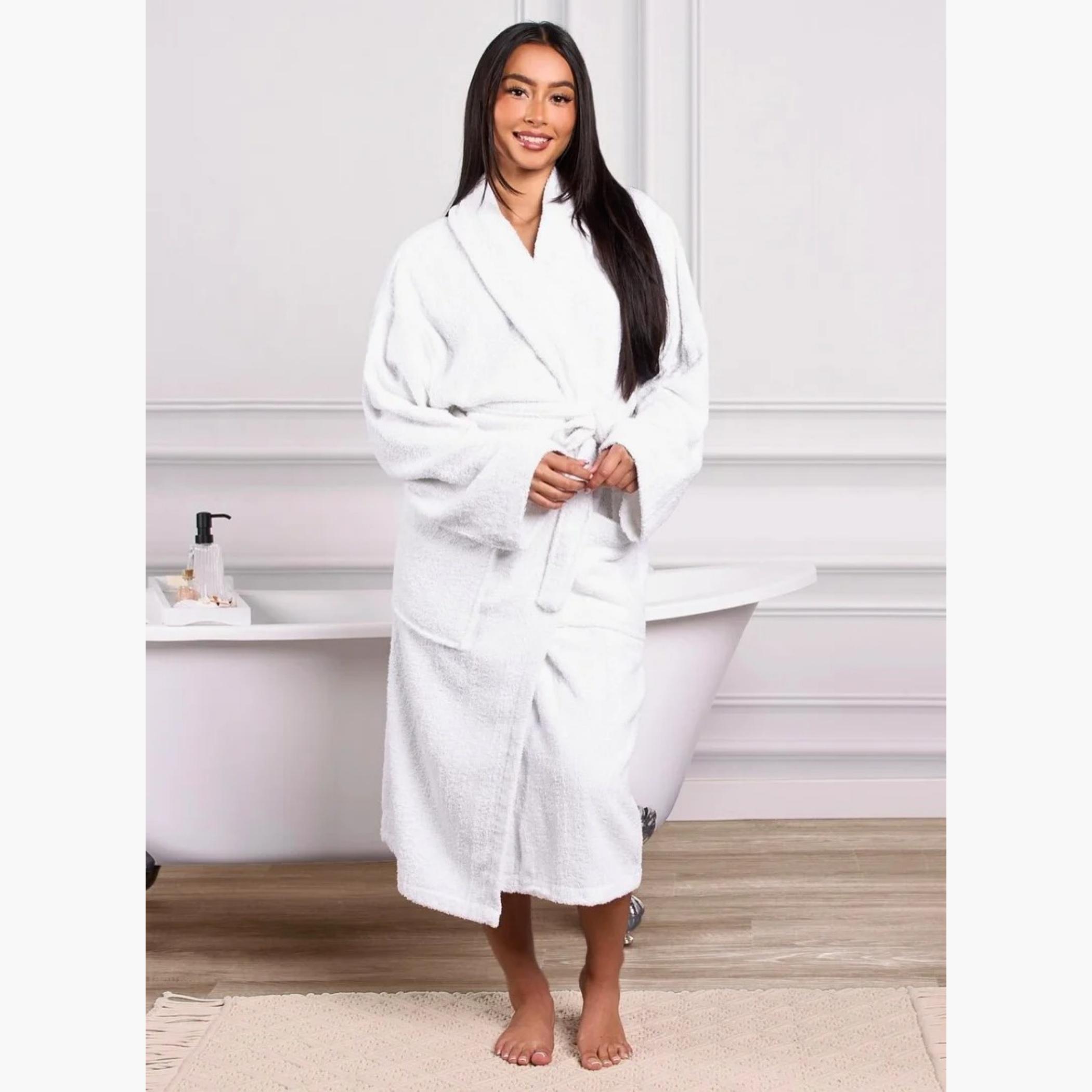 Terry Cotton Bathrobe Hair Wrap Set-household-bathandlaundry-bathlinen-towels-image-2