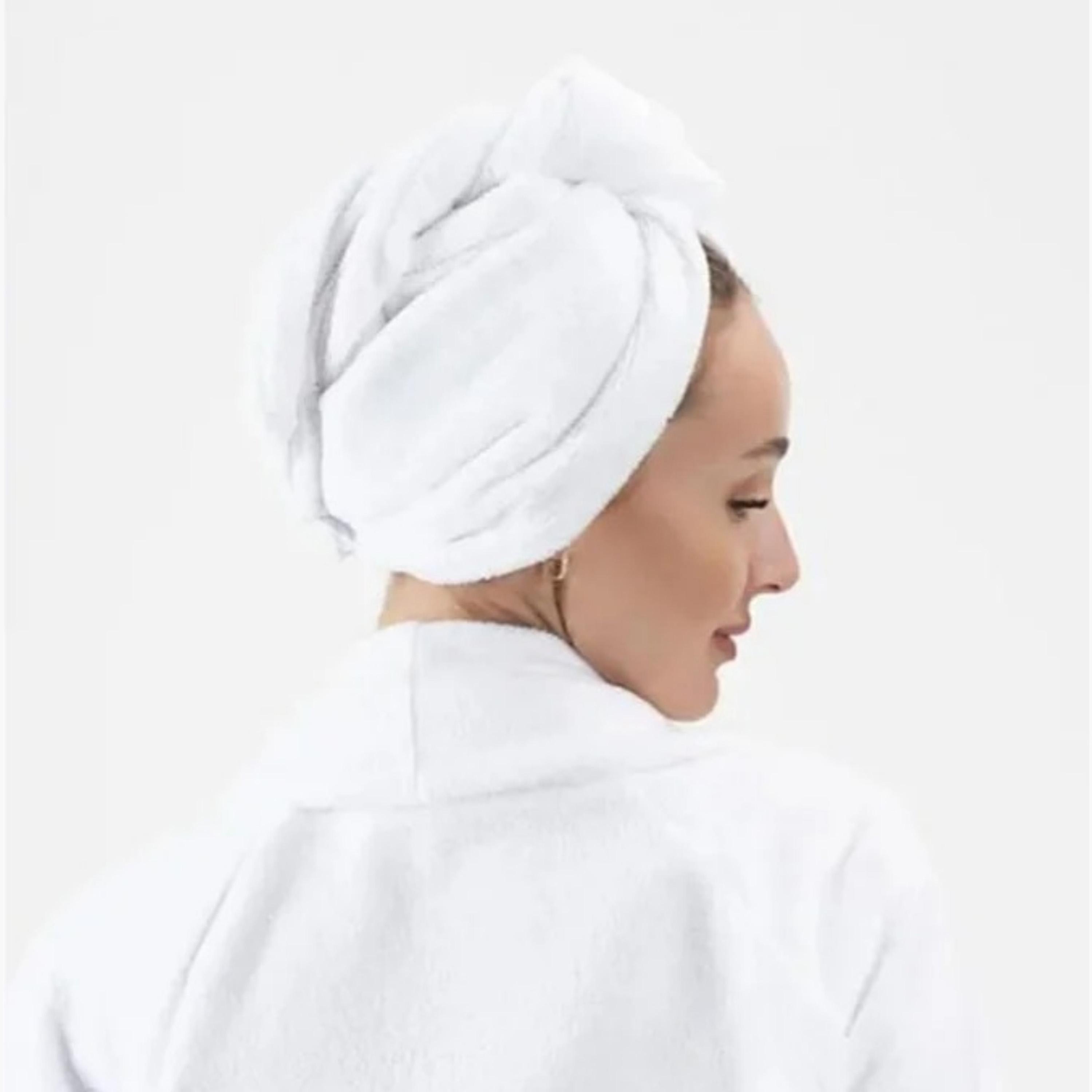 Terry Cotton Bathrobe Hair Wrap Set-household-bathandlaundry-bathlinen-towels-image-3