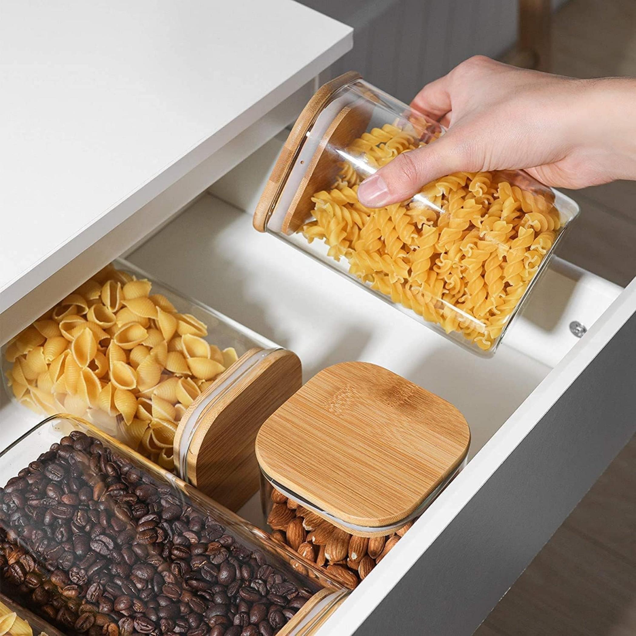 1 تشيس برطمانات تخزين زجاجية مربعة للمطبخ-household-kitchen-foodstorage-canistersandjars-image-2