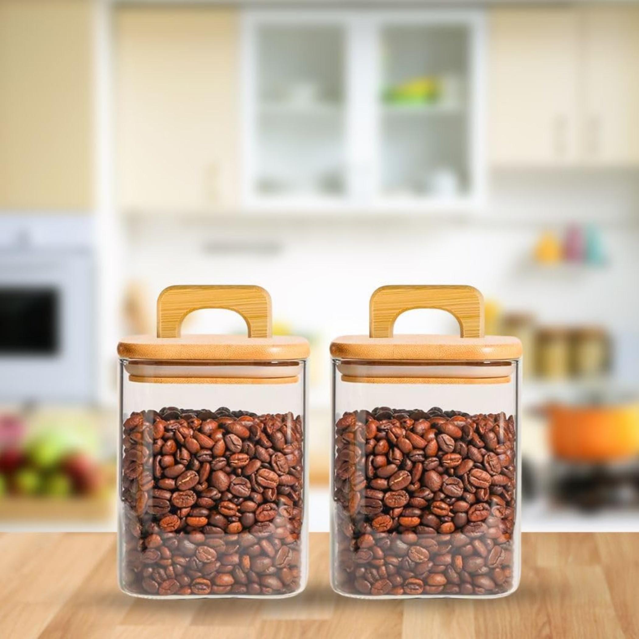 Square Glass Storage Jars with Bamboo Lids-household-kitchen-foodstorage-containers-image-1