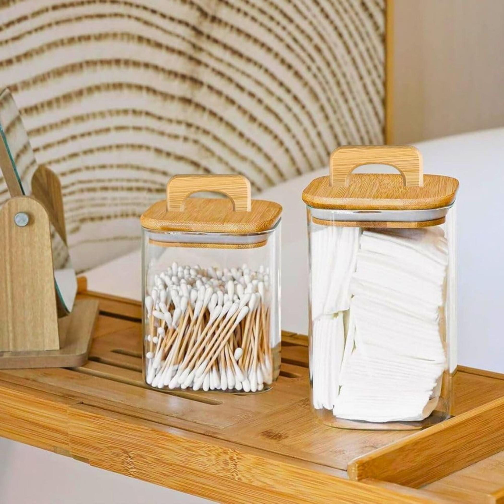 Square Glass Storage Jars with Bamboo Lids-household-kitchen-foodstorage-containers-image-2