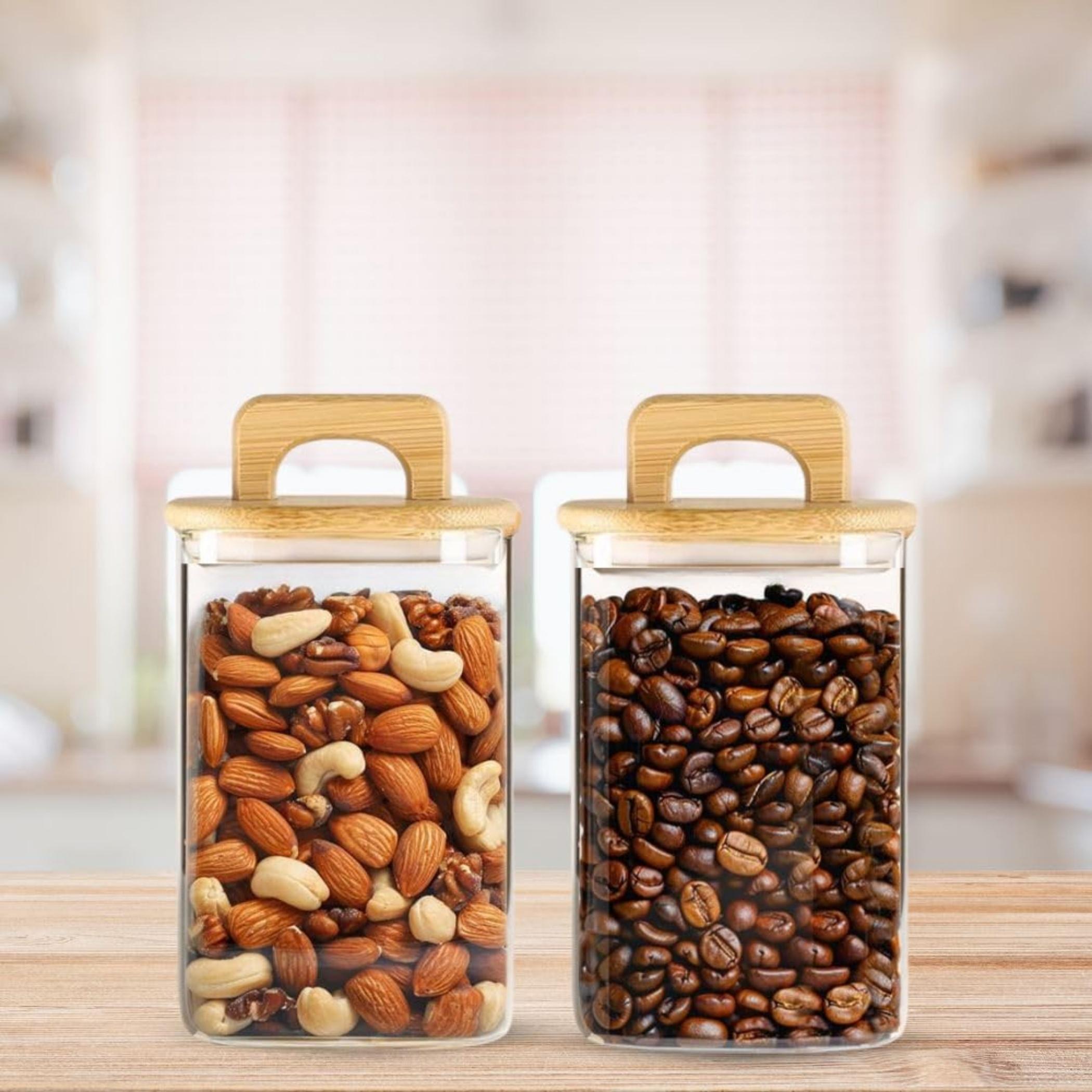 Square Glass Storage Jars with Bamboo Lids-household-kitchen-foodstorage-containers-image-2