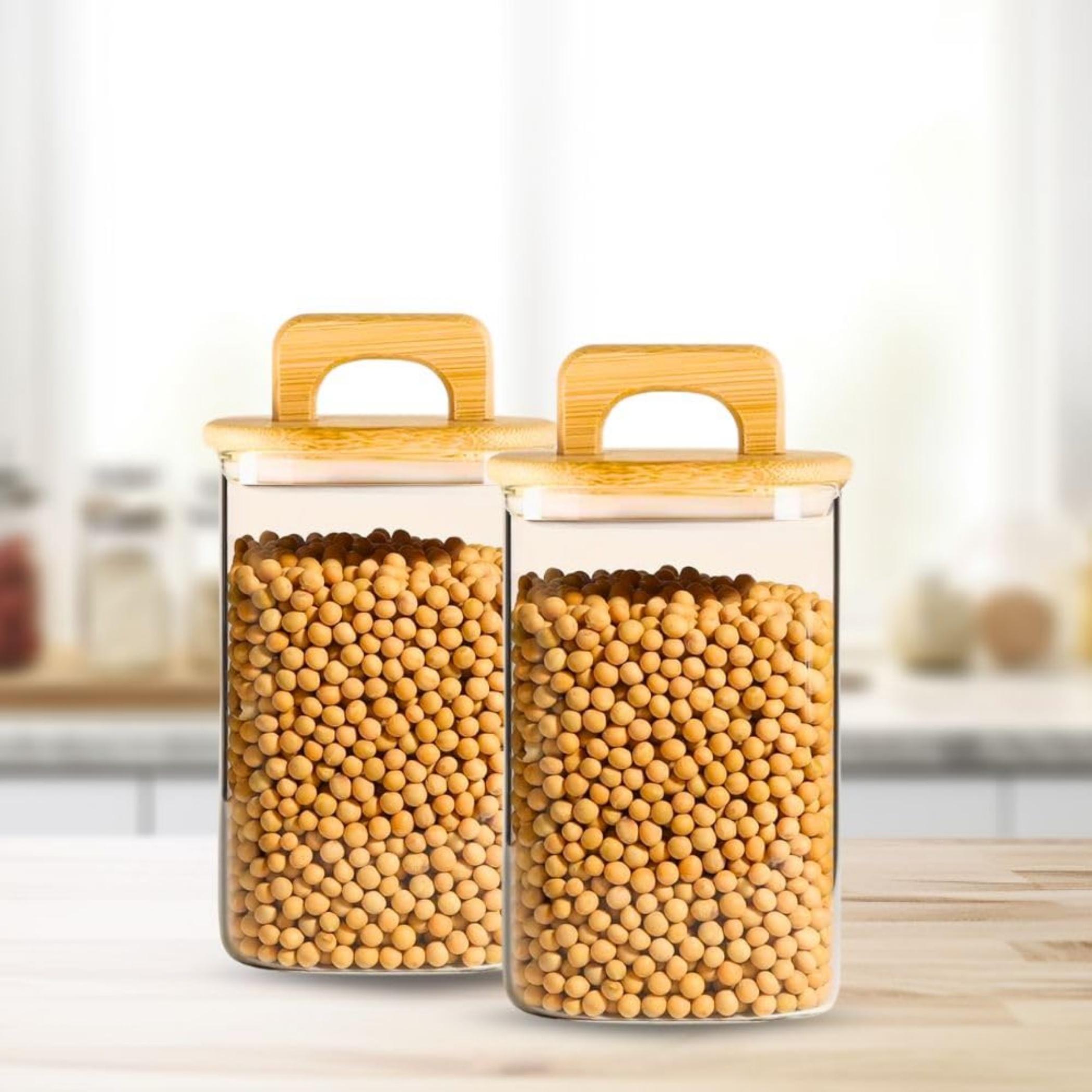 Square Glass Storage Jars with Bamboo Lids-household-kitchen-foodstorage-containers-image-3