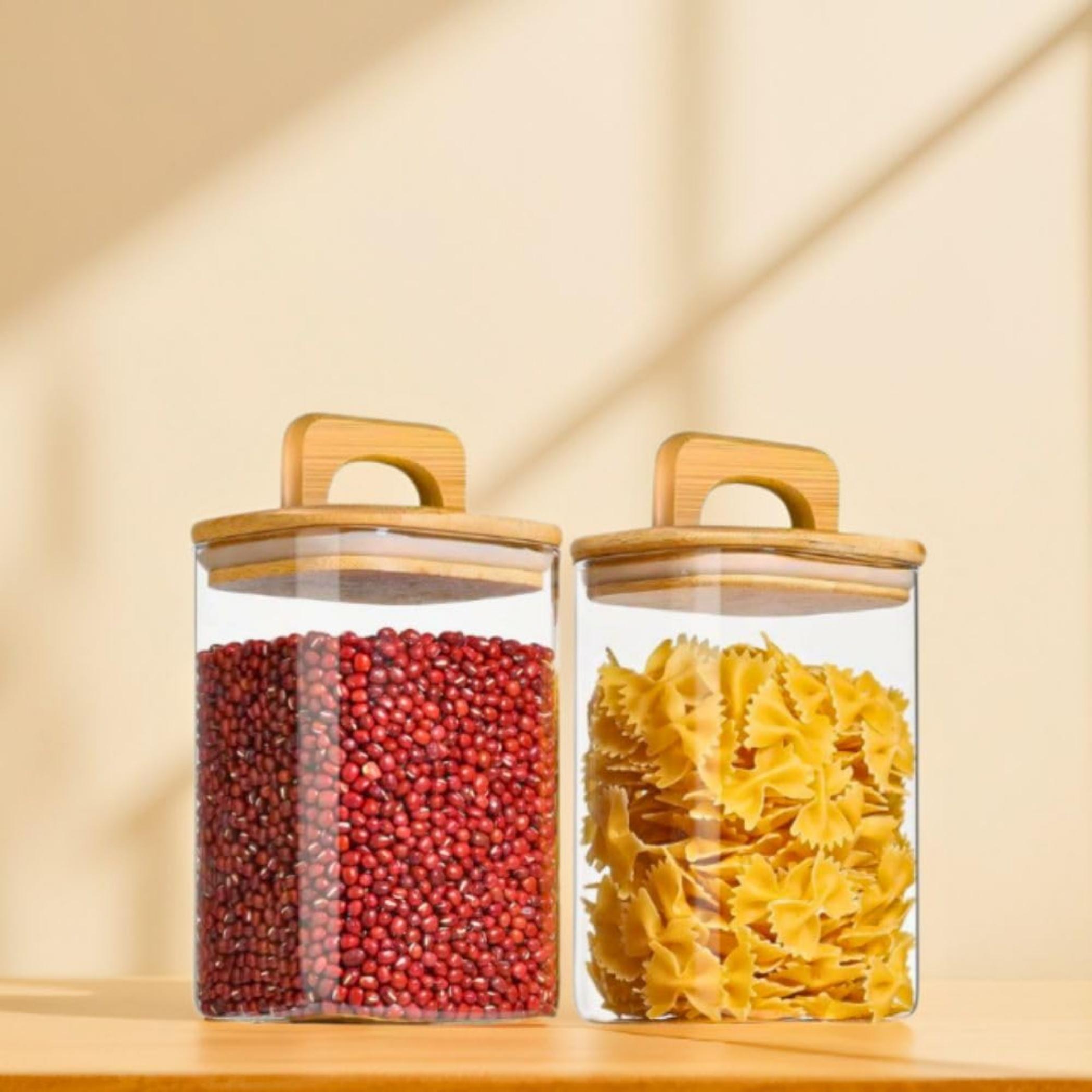 Square Glass Storage Jars with Bamboo Lids-household-kitchen-foodstorage-containers-image-4