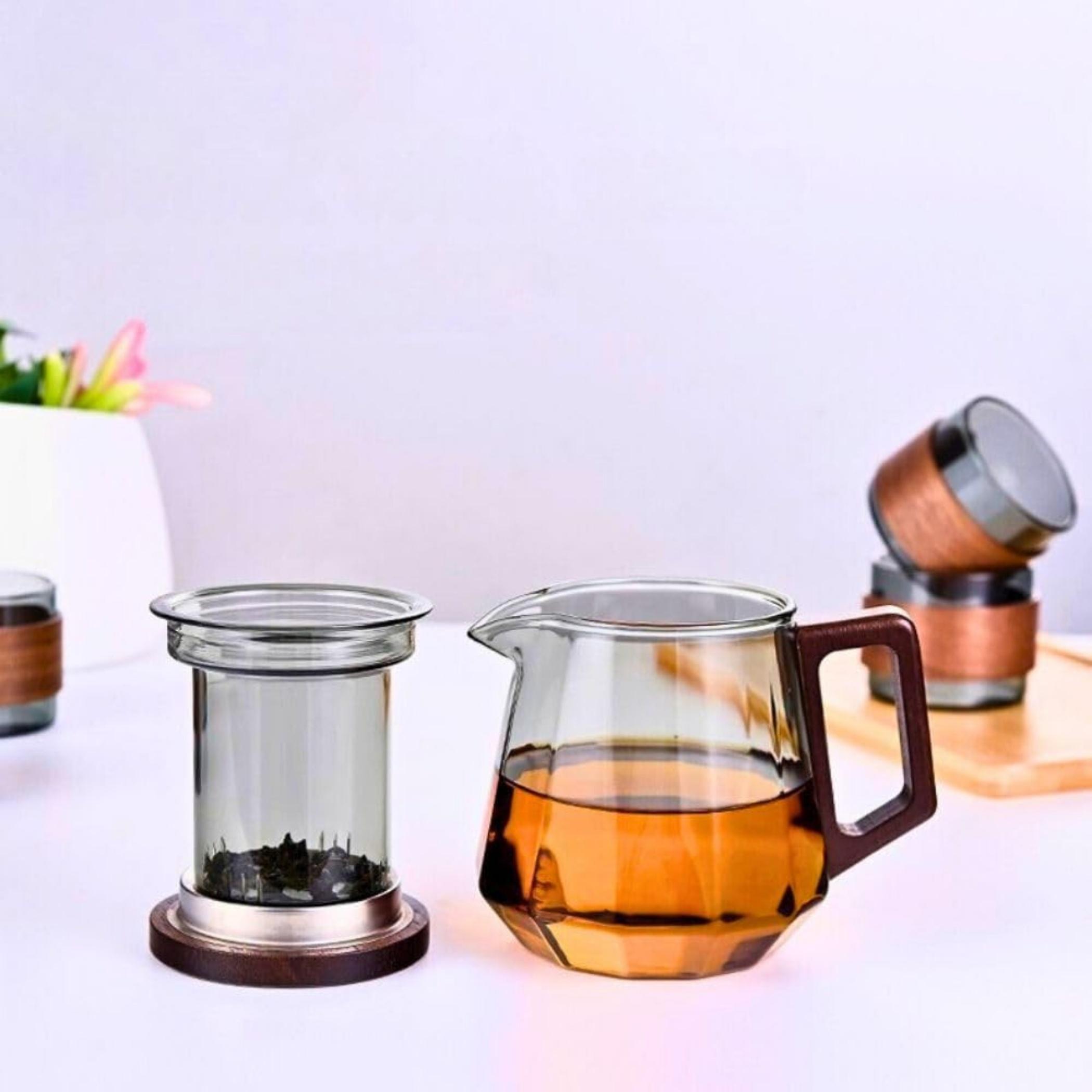 Smoky Grey Glass Tea Set-household-dining-teaandcoffee-teaandcoffeesets-image-1