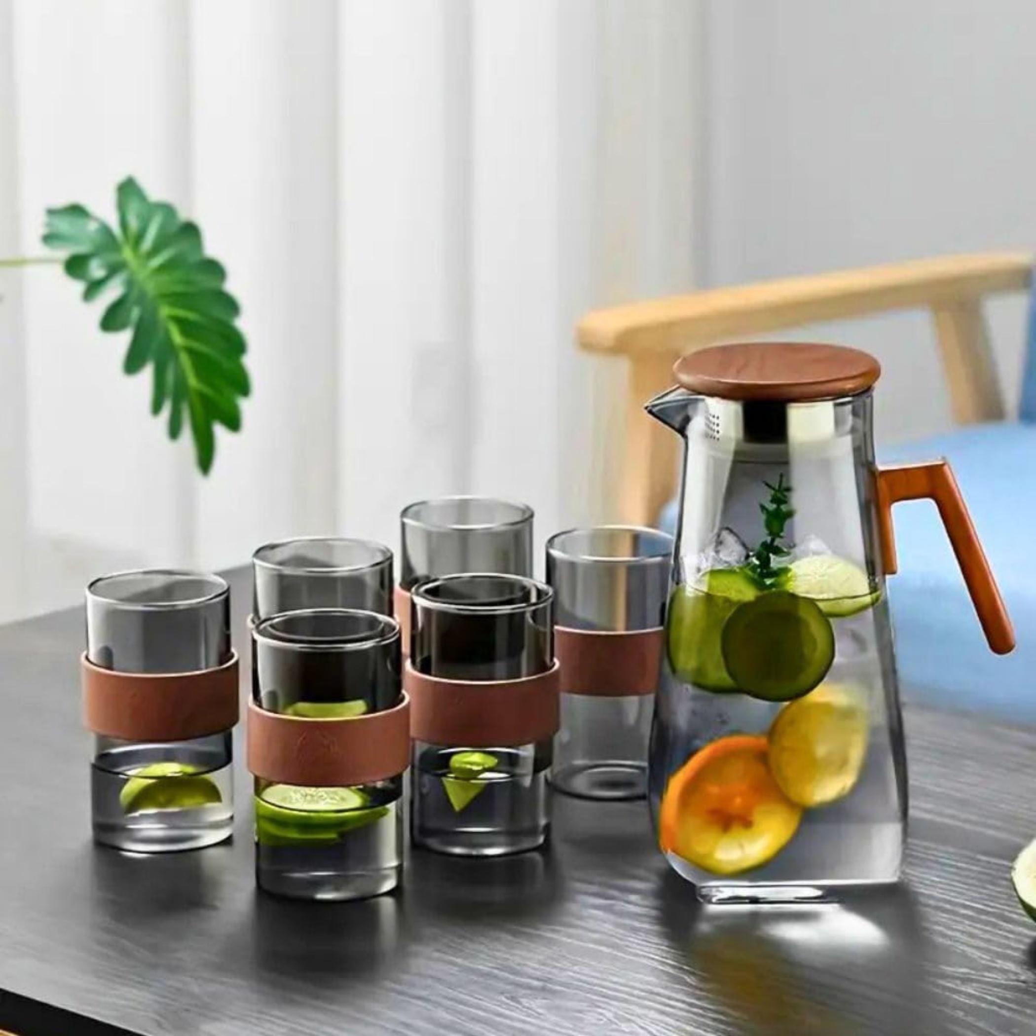 Glass Water Jug Set-household-dining-drinkserveware-jugsdecantersandcarafes-image-4