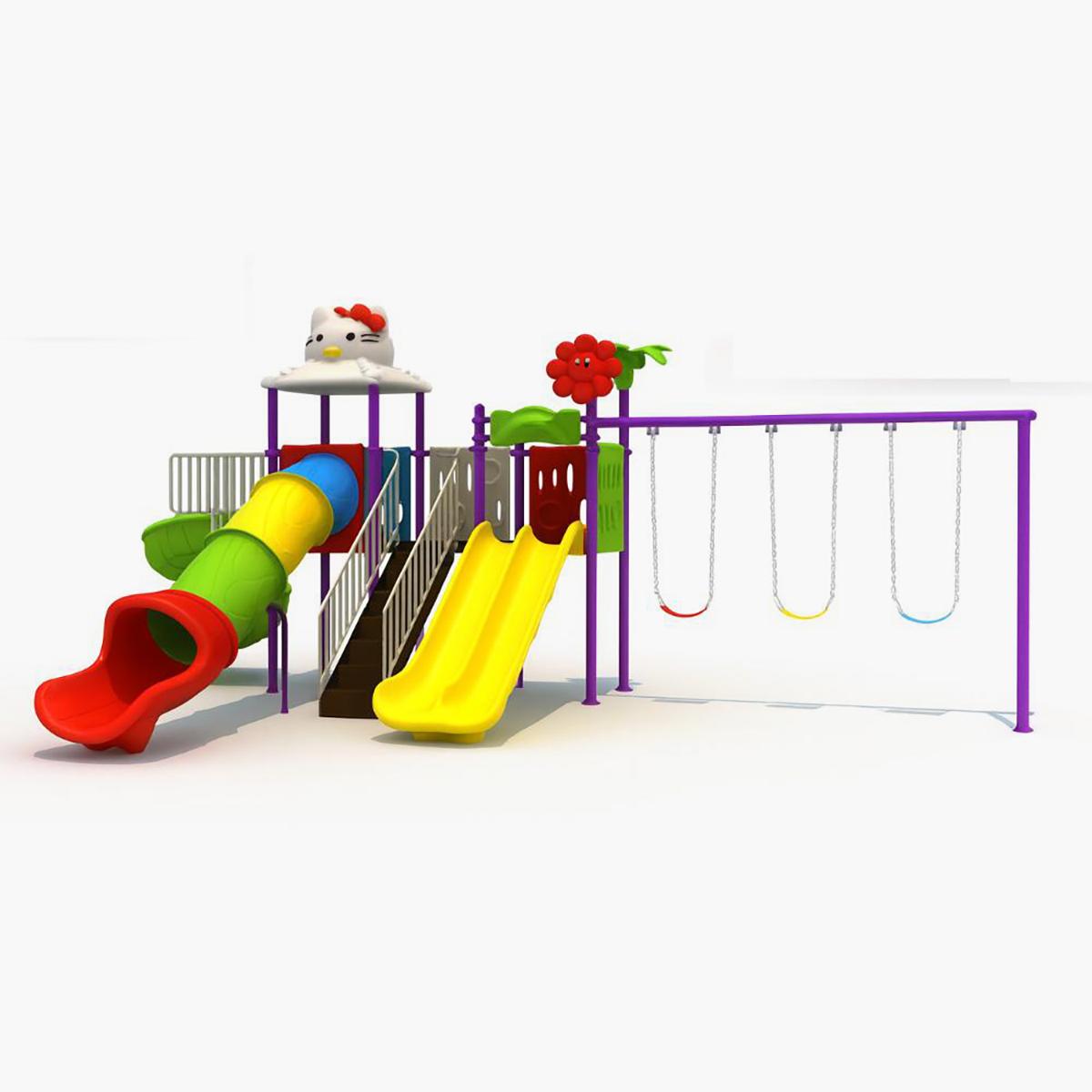 MYTS Kitty Active Kids Hub with 3 Swings and 3 Slides