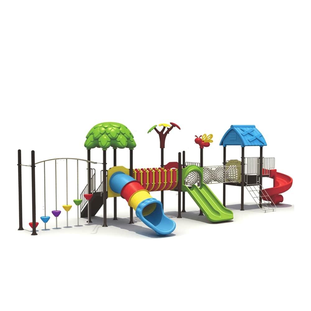 MYTS Bright & Safe Playdeck with 3 Slides and Climbing Range