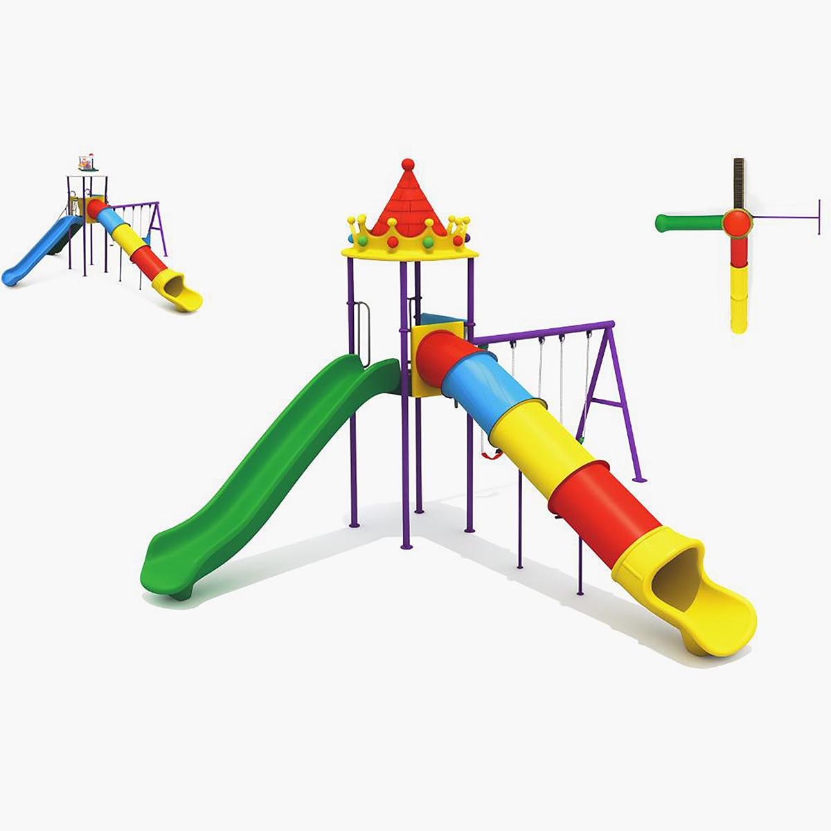 MYTS Fun Park with Swings and 2 Long Slides - 665x710x430 cm