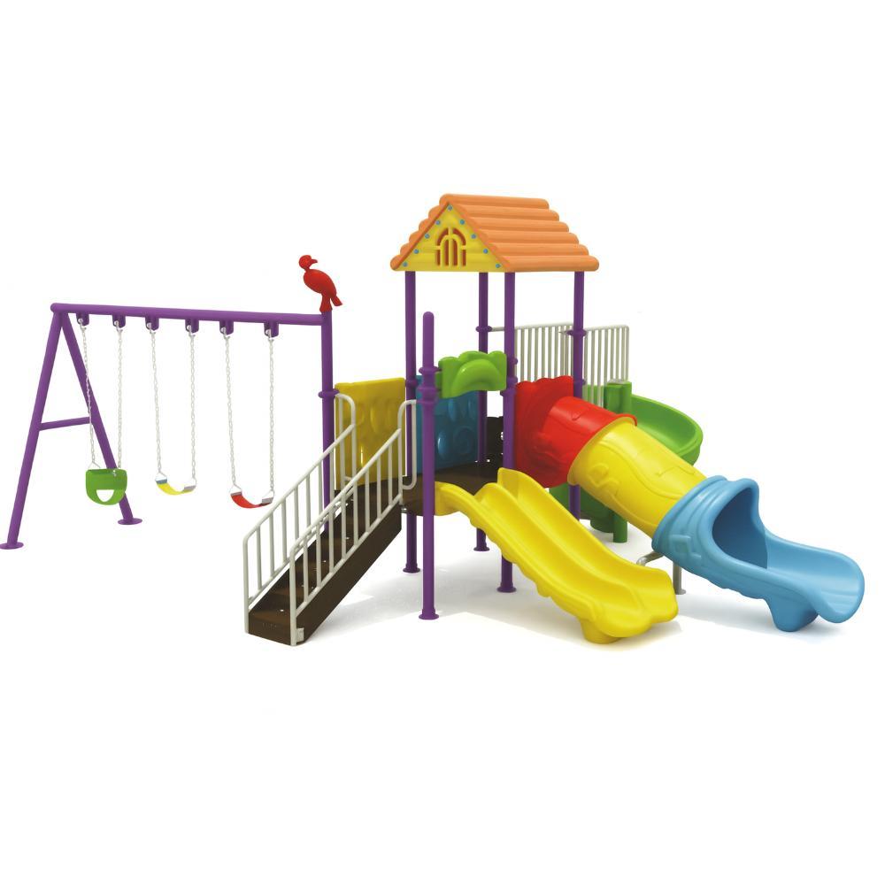 MYTS Premium Outdoor Play with 3 Swings and 3 Slides - 616x429x305 cm