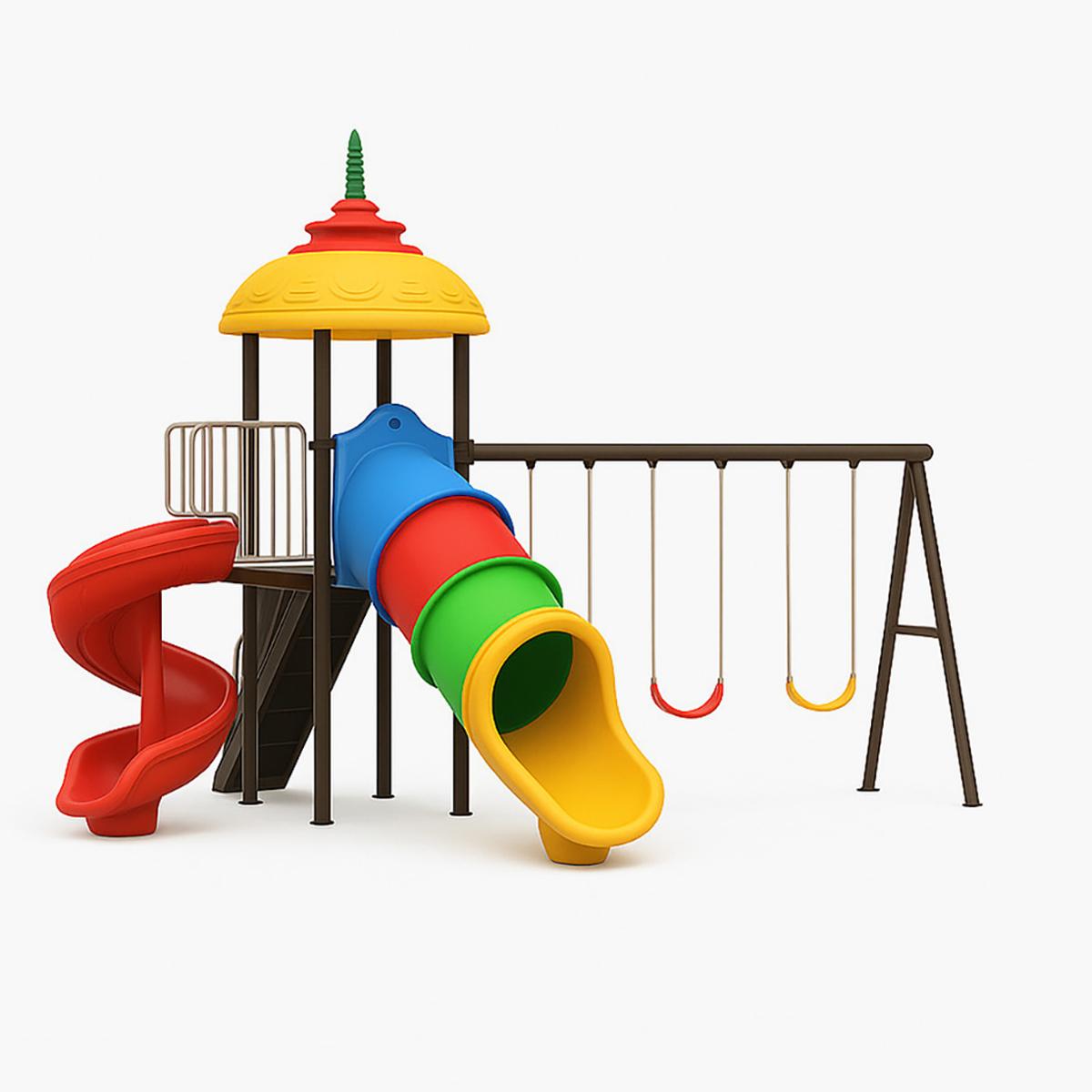 MYTS Backyard Mega Play Zone with 3 Swings and 2 Slides
