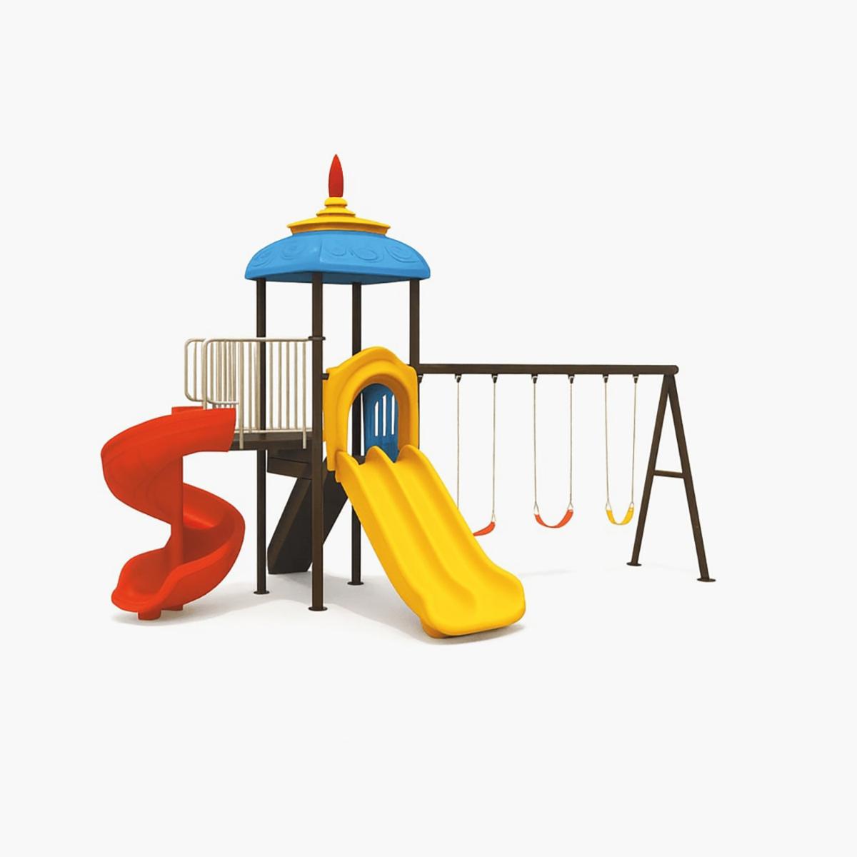 MYTS Multi Active Kids Hub with 3 Swings and 2 Slides 620x460x405 cm