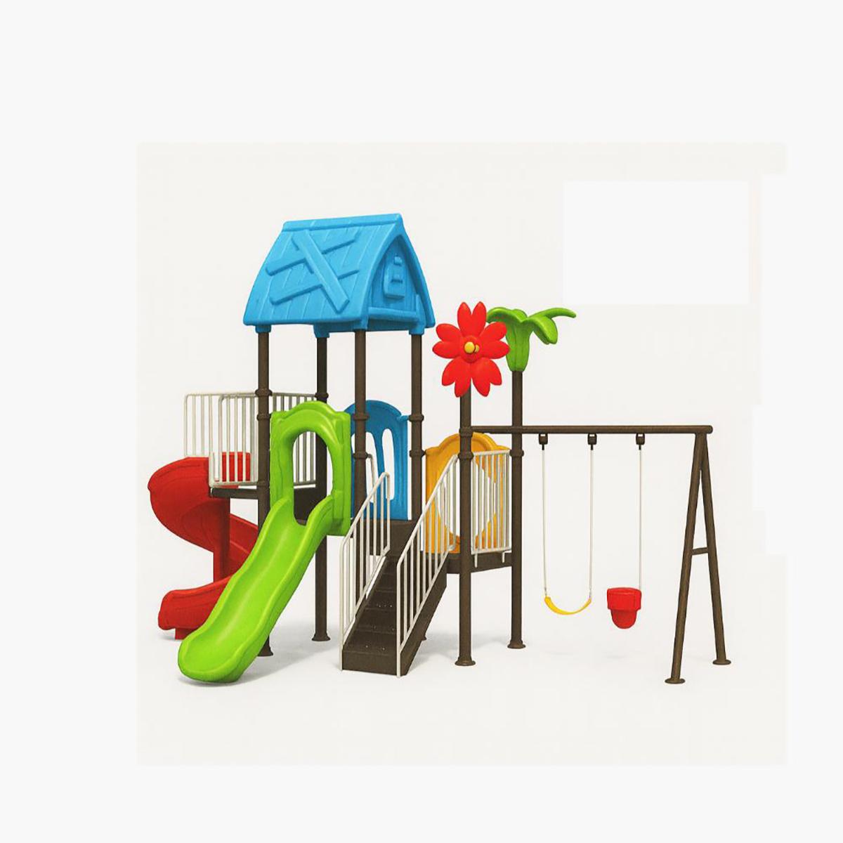 MYTS Fun Backyard Park with 2 Swings and 2 Slides - 695x380x395 cm