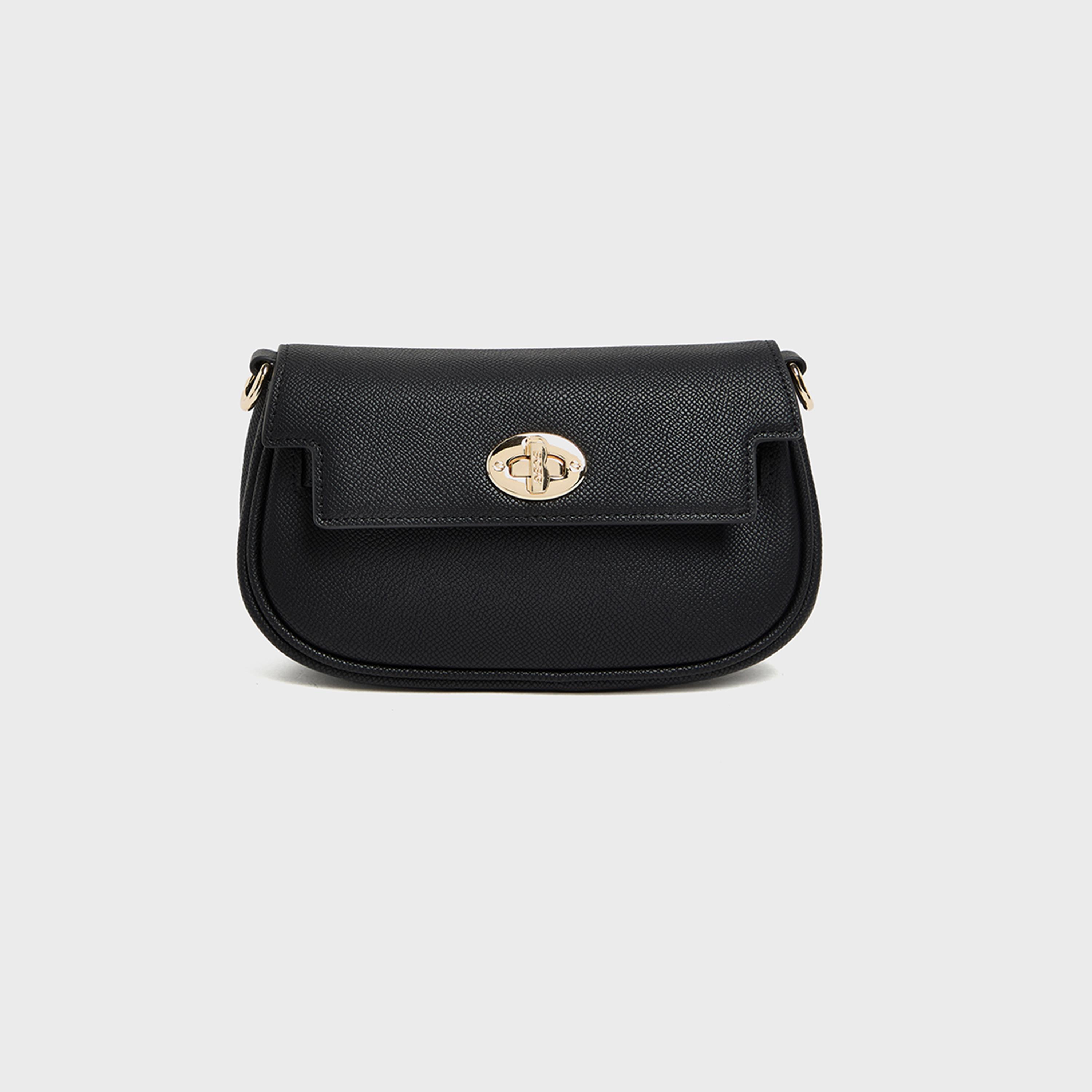 BCBG Textured Crossbody Bag with Twist-Lock and Detachable Strap | 20 x 7 x 12 CM-women-bagsandwallets-handbags-image-1