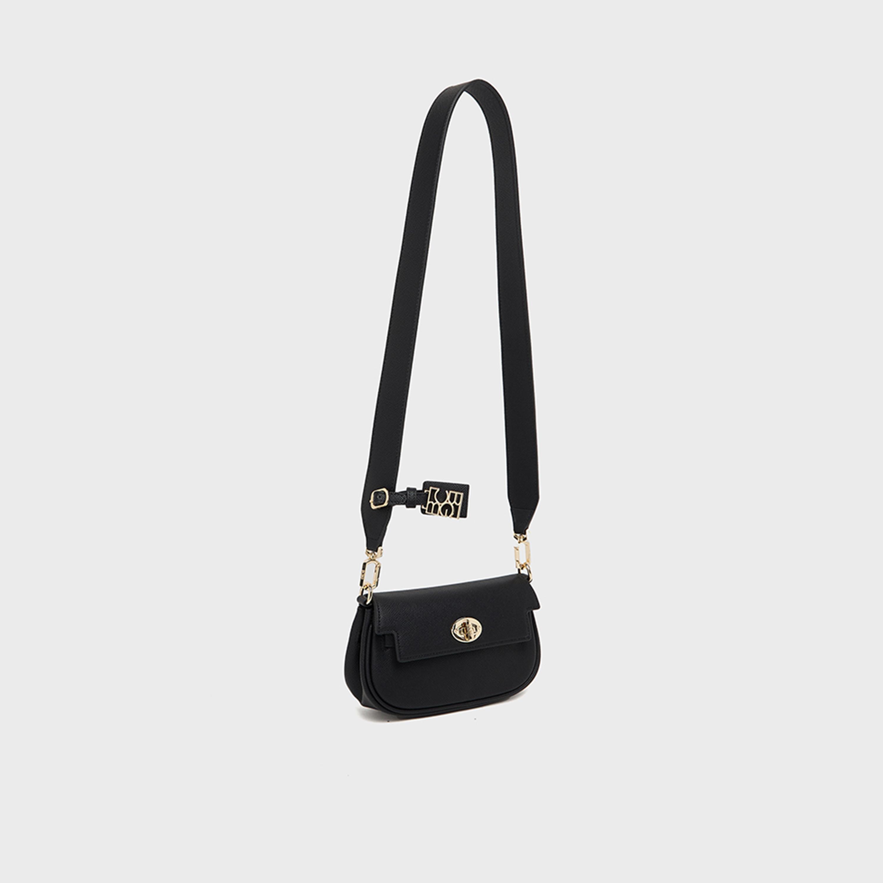BCBG Textured Crossbody Bag with Twist-Lock and Detachable Strap | 20 x 7 x 12 CM-women-bagsandwallets-handbags-image-4