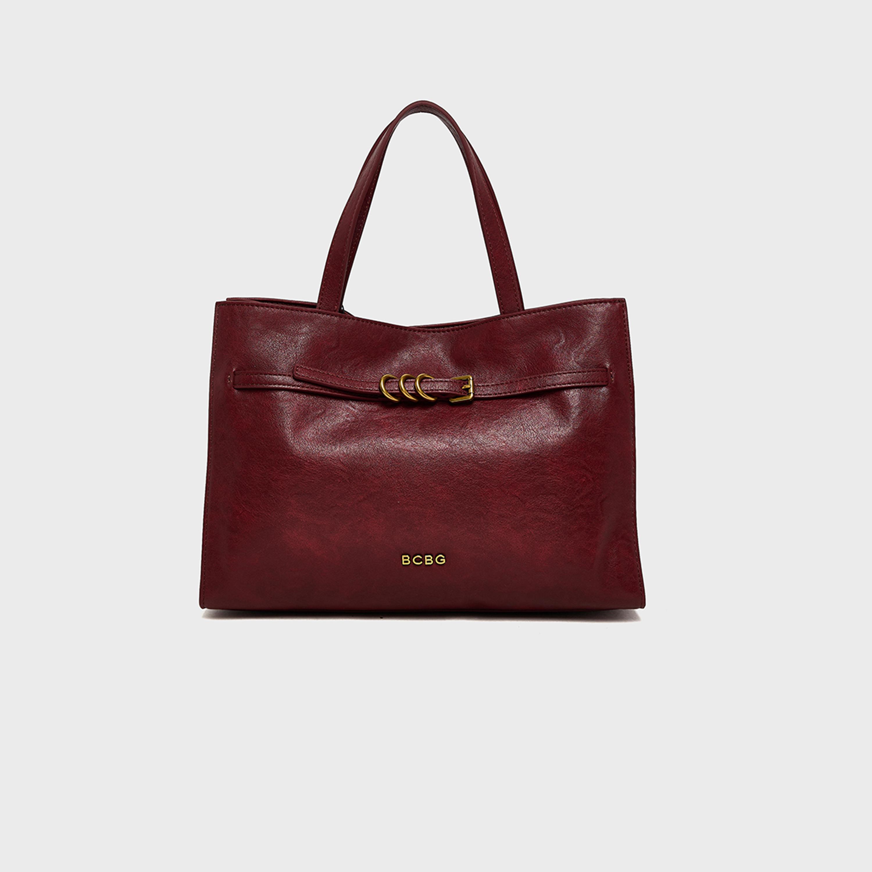 بي سي بي جي - شنطة كتف سادة بمقبضين وسحاب وحزام قابل للفصل | 32 × 12.5 × 22.5 سم-women-bagsandwallets-handbags-image-1