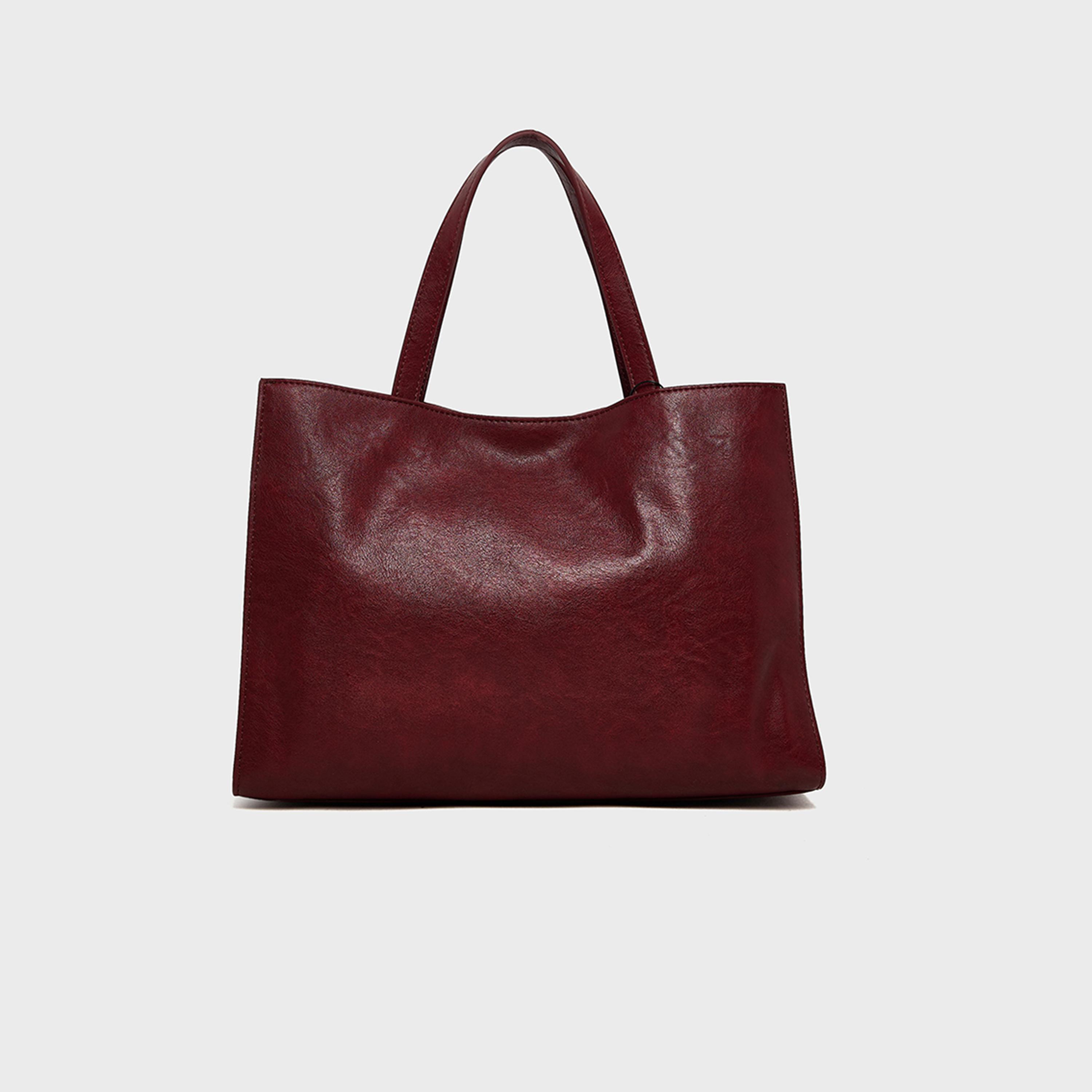 بي سي بي جي - شنطة كتف سادة بمقبضين وسحاب وحزام قابل للفصل | 32 × 12.5 × 22.5 سم-women-bagsandwallets-handbags-image-2