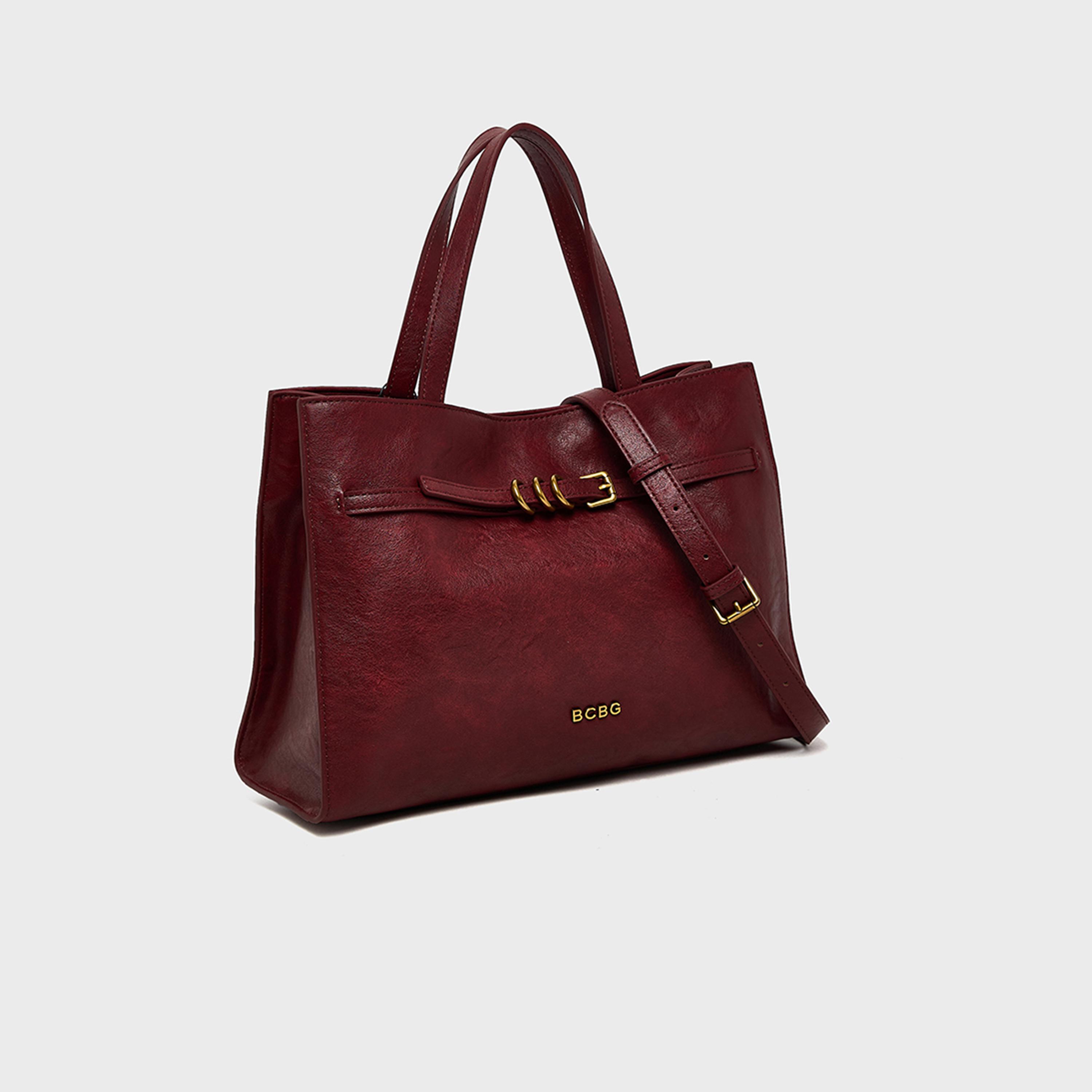 بي سي بي جي - شنطة كتف سادة بمقبضين وسحاب وحزام قابل للفصل | 32 × 12.5 × 22.5 سم-women-bagsandwallets-handbags-image-3