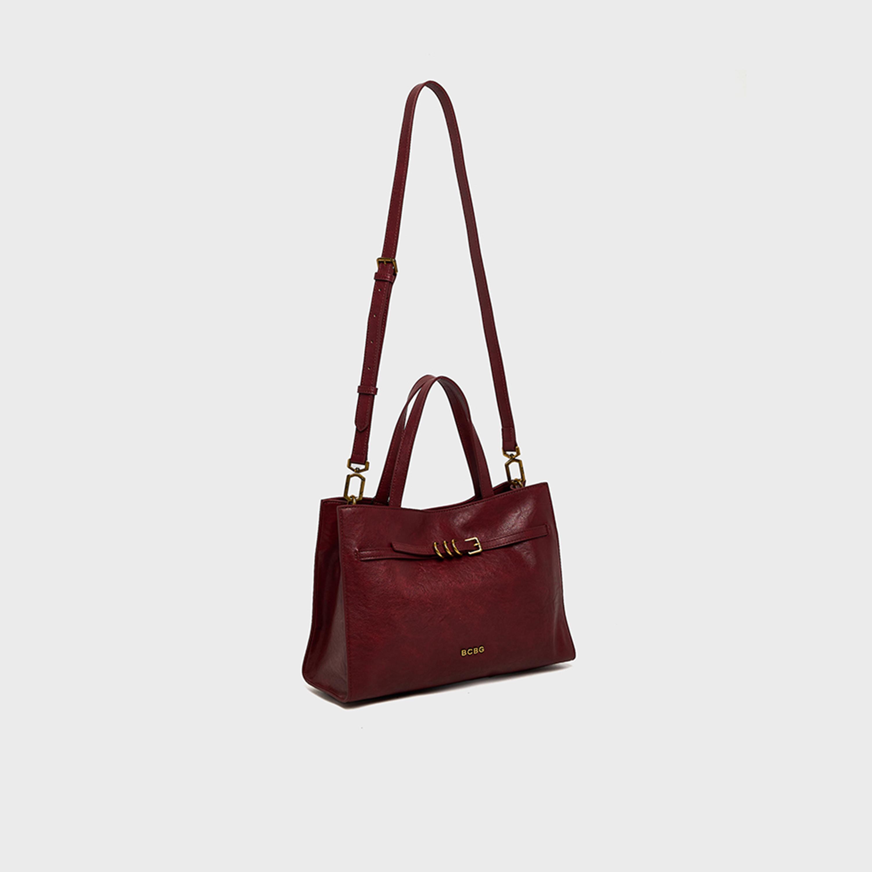 بي سي بي جي - شنطة كتف سادة بمقبضين وسحاب وحزام قابل للفصل | 32 × 12.5 × 22.5 سم-women-bagsandwallets-handbags-image-4