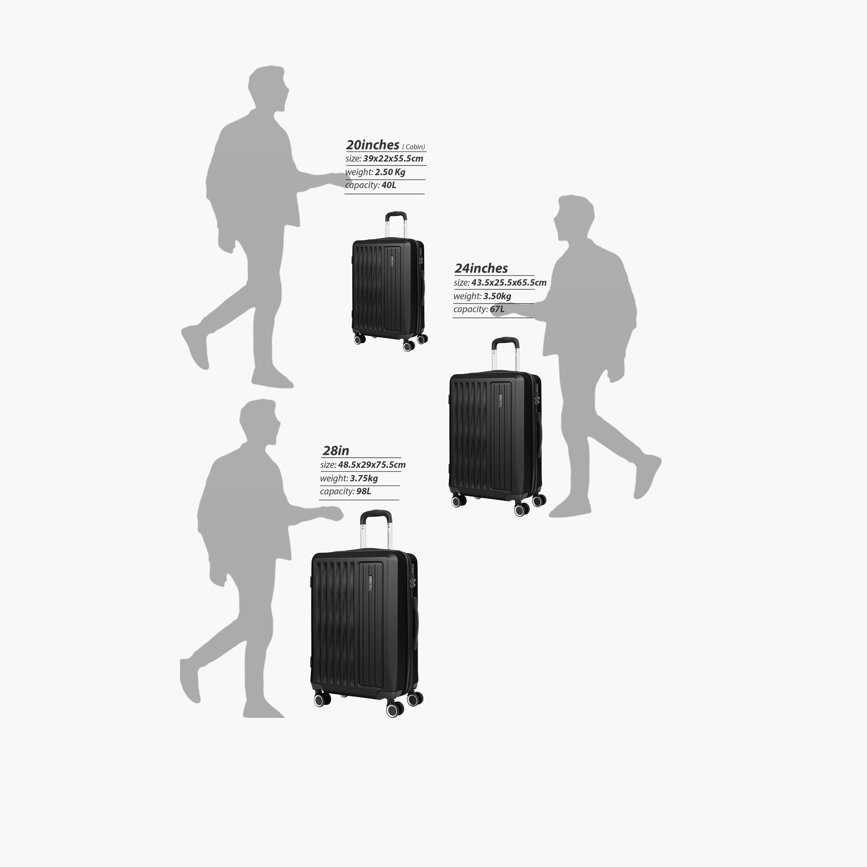 Para John Set of 3 ABS Hard Sided 4-Wheeler Spinner Trolley Bag with Combination Lock-travel-luggagesandbags-luggage-image-4