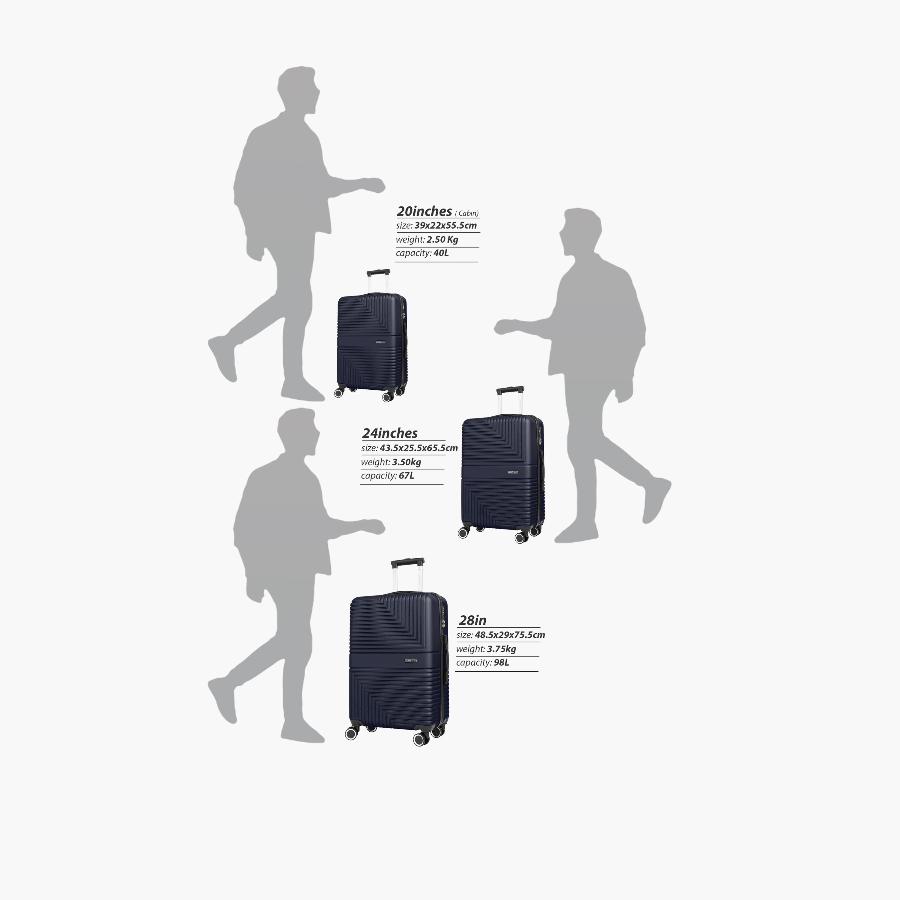 باراجون- طقم 3 شنط بأربع عجلات دوارة من مادة ABS وجوانب صلبة مع قفل مركب-travel-luggagesandbags-luggage-image-4