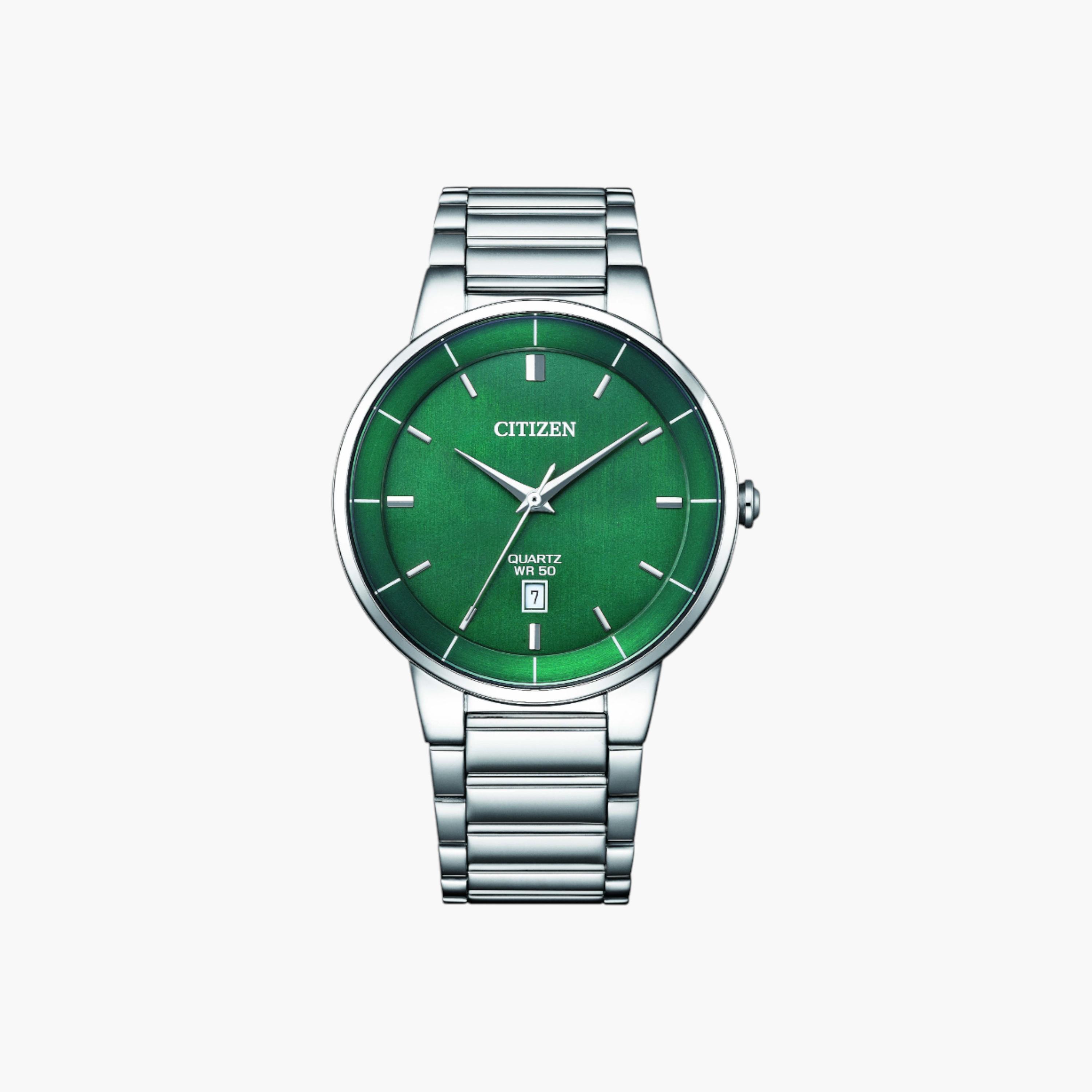 سيتيزن ساعة كوارتز رجالية كلاسيكية، مينا أخضر-men-watchesandjewellery-watches-image-1