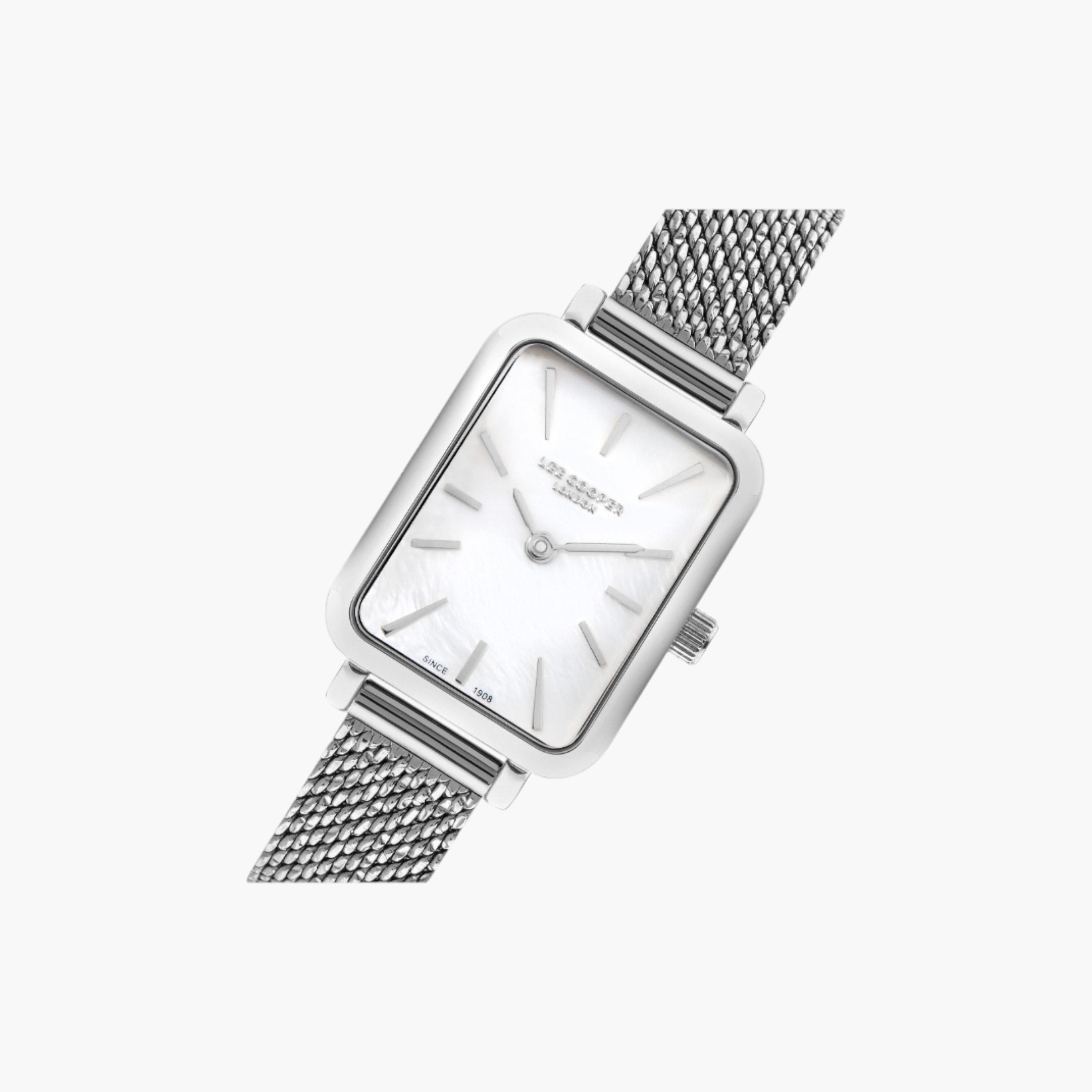 لي كوبر ساعة يد مستطيلة بعقارب، سوار شبكي-women-watchesandjewellery-watches-image-5