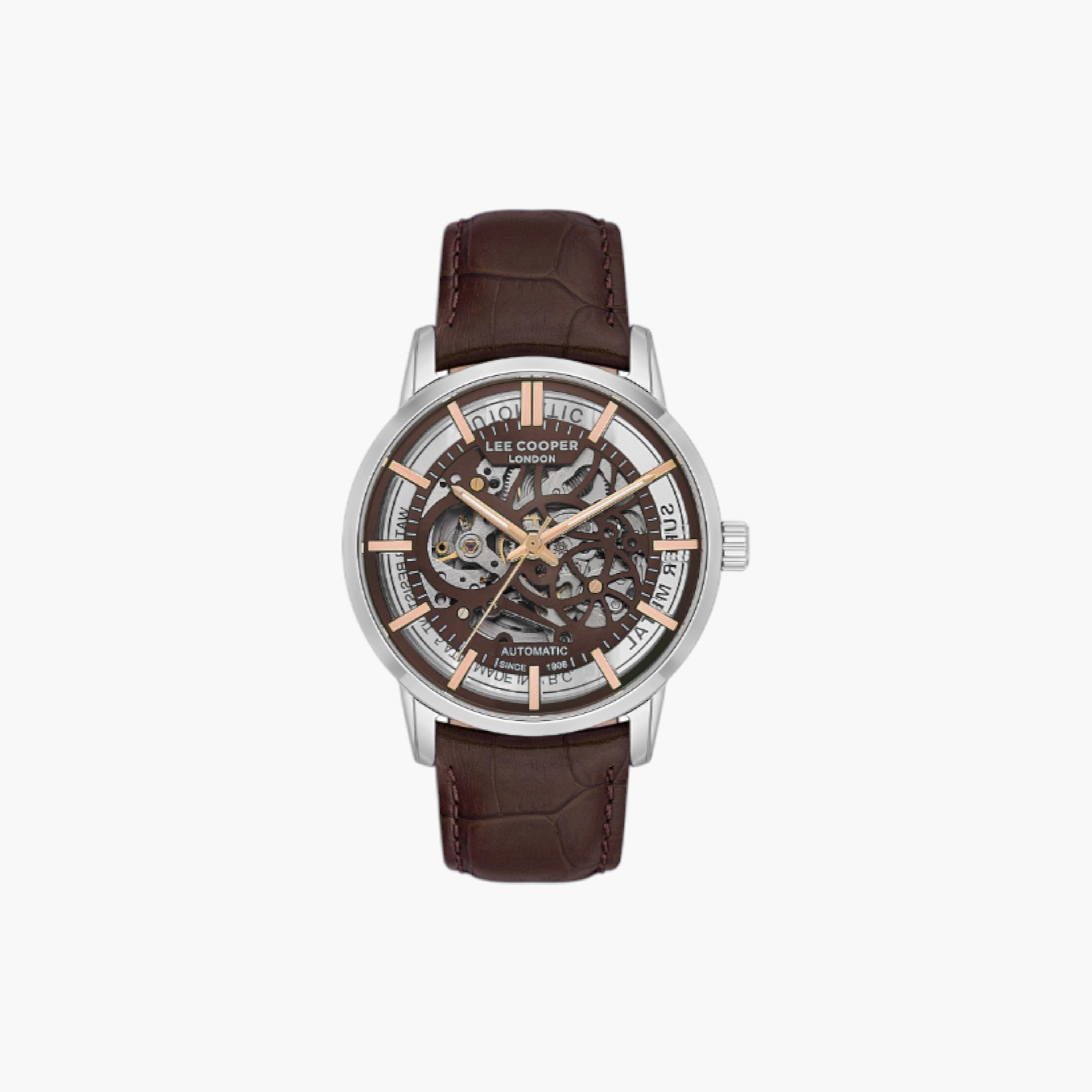 LEE COOPER Automatic Skeleton Watch Brown Leather-men-watchesandjewellery-watches-image-1