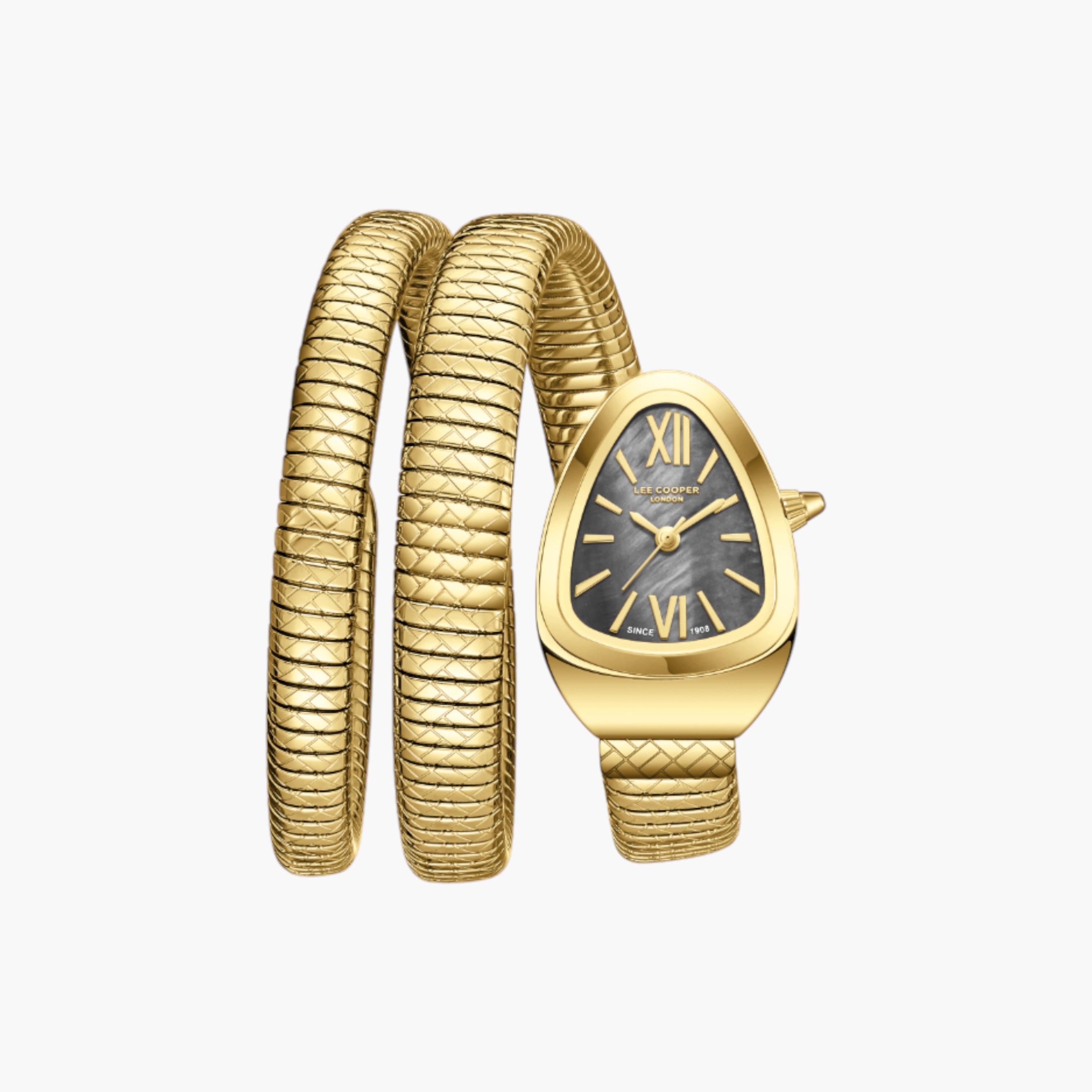 Lee Cooper Gold-Tone Snake Bracelet Watch-women-watchesandjewellery-watches-image-1