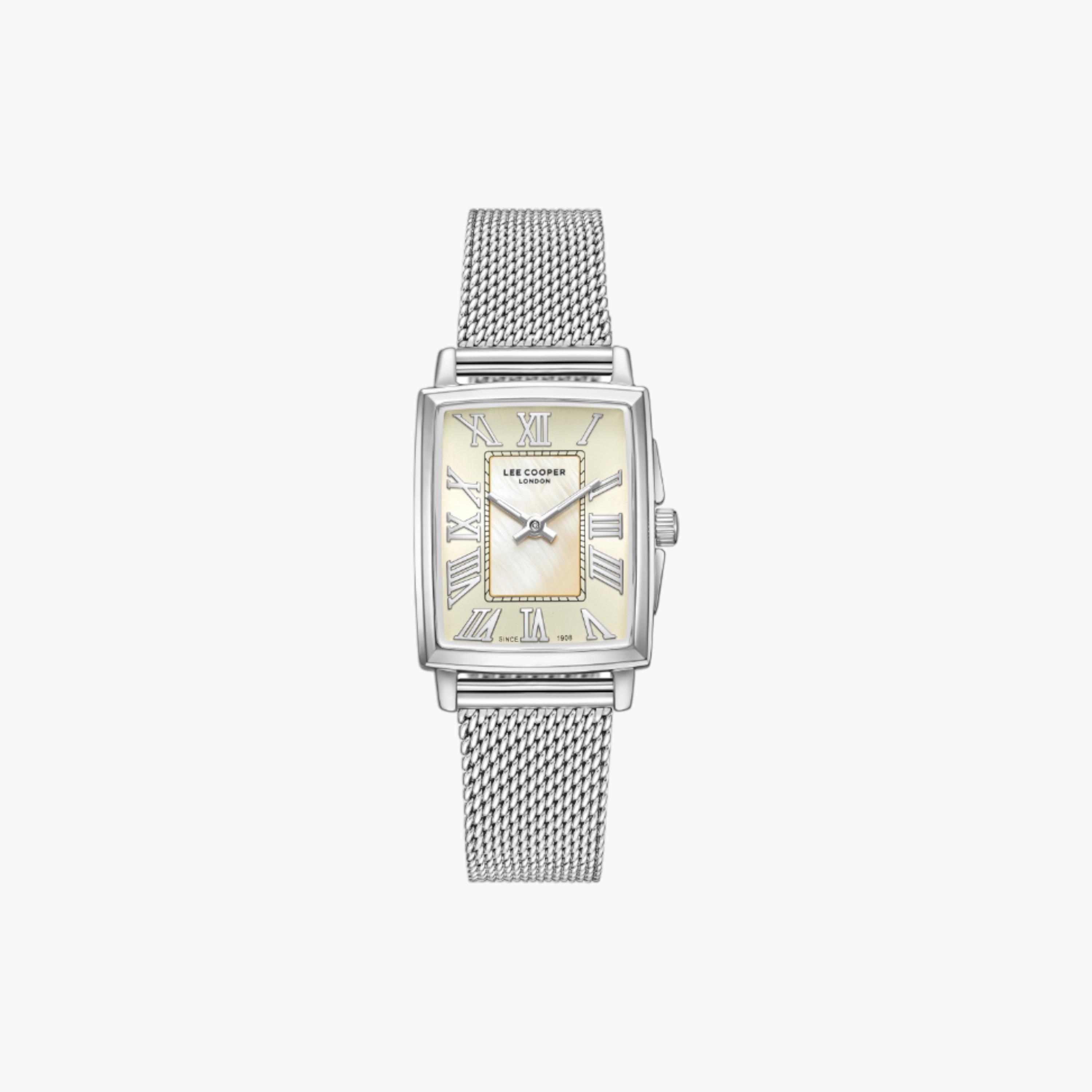 لي كوبر ساعة شبكية مستطيلة فضية بعقارب-women-watchesandjewellery-watches-image-1