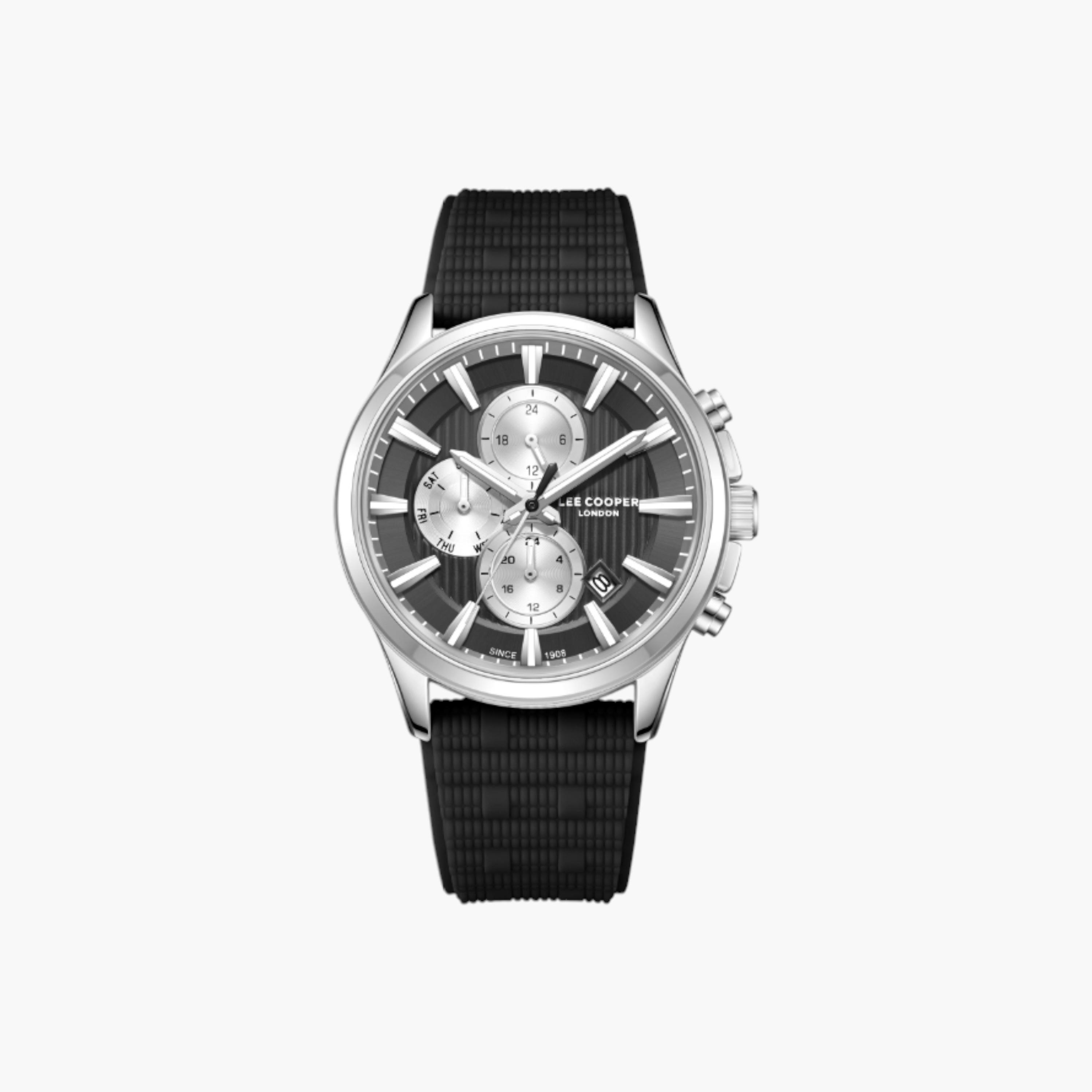 لي كوبر ساعة كرونوغراف رجالية، حزام سيليكون أسود-men-watchesandjewellery-watches-image-1