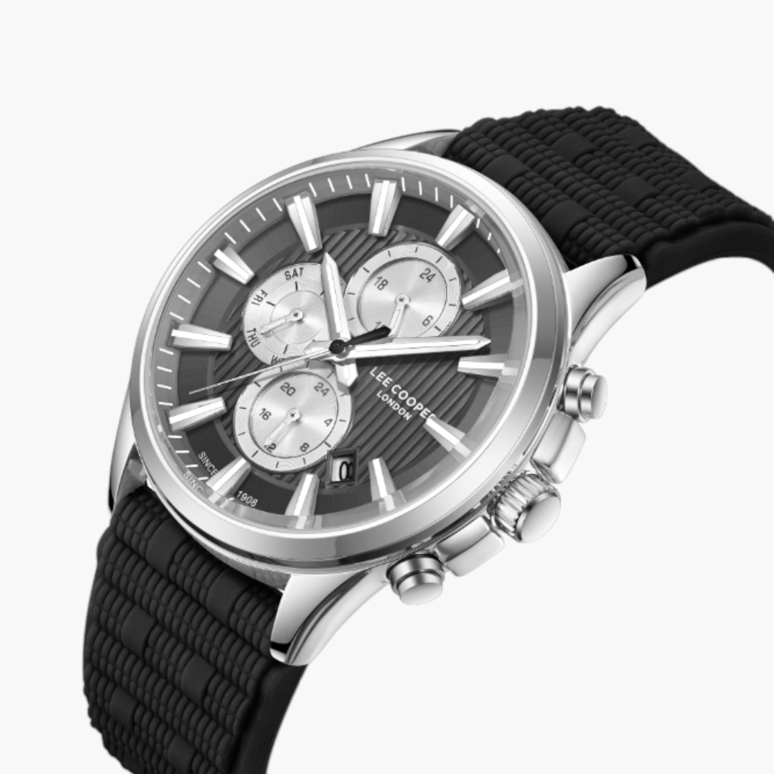 لي كوبر ساعة كرونوغراف رجالية، حزام سيليكون أسود-men-watchesandjewellery-watches-image-2