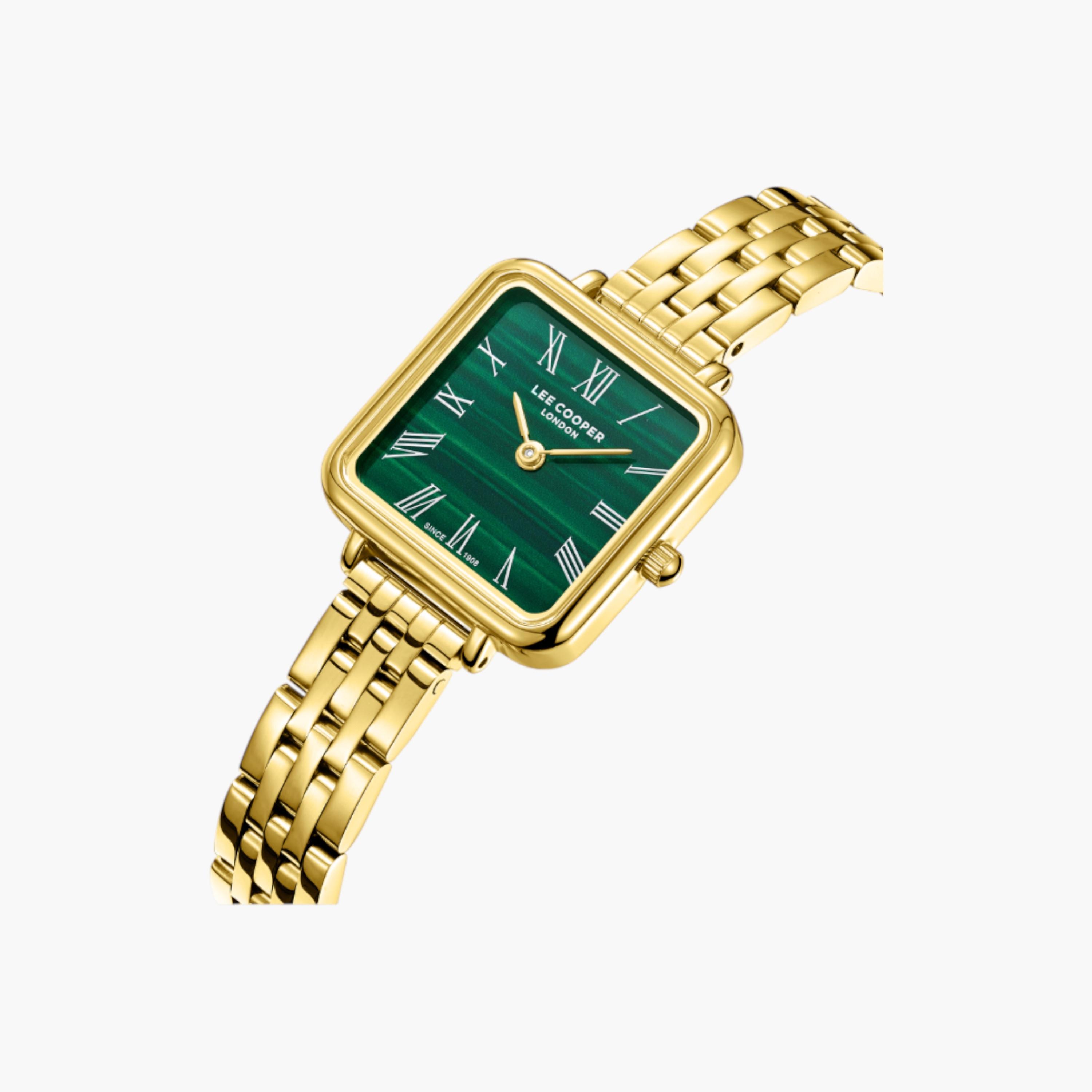 Lee Cooper Gold-Tone Square Watch, Green Dial-women-watchesandjewellery-watches-image-2
