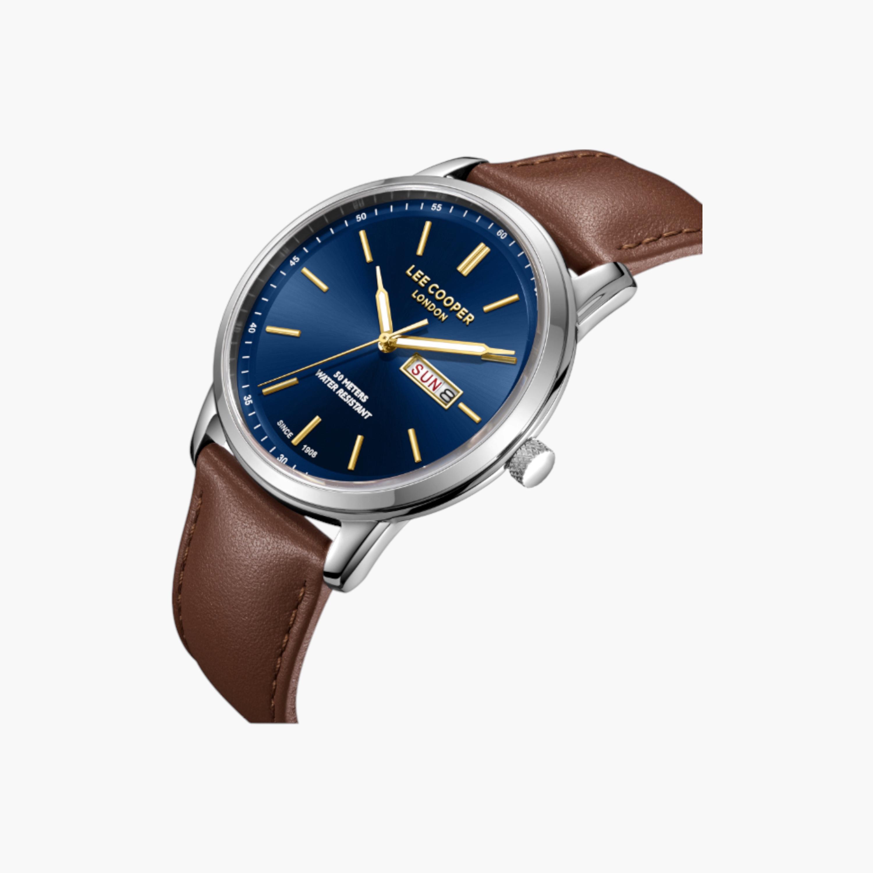 Lee Cooper Men's Analog Watch, Leather Strap, Blue Dial-men-watchesandjewellery-watches-image-2