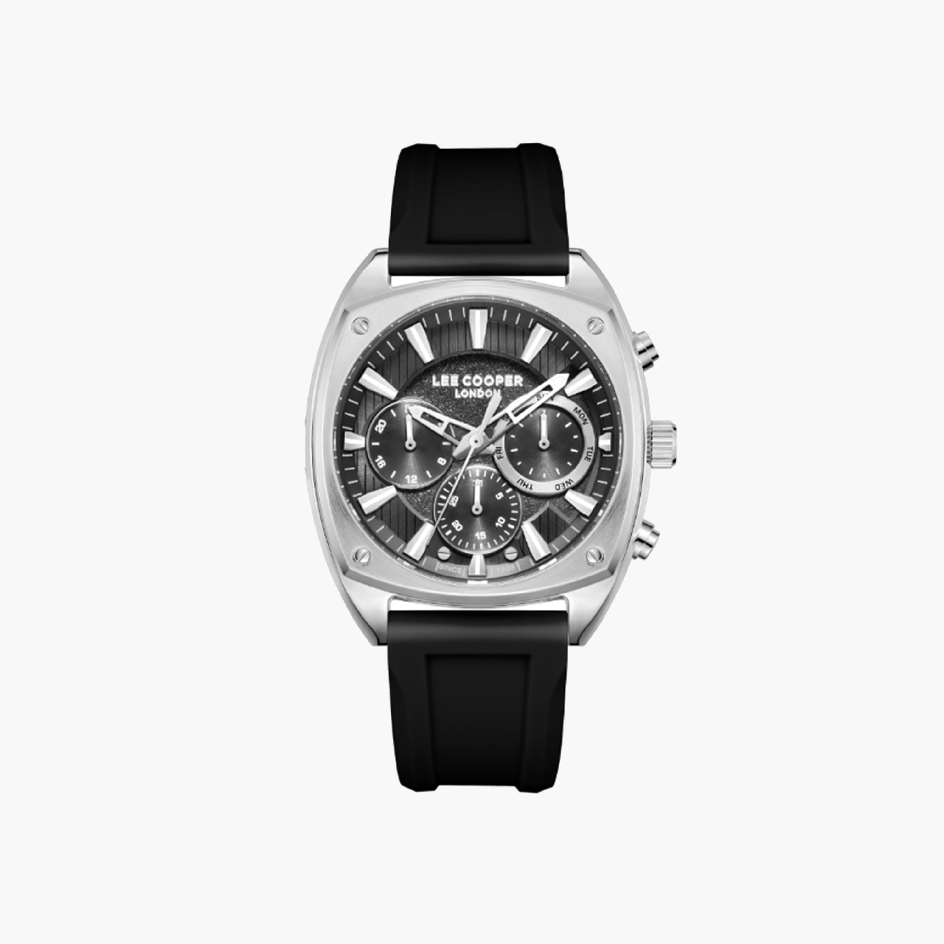 Lee Cooper Men's Multi-Function Watch, Black Silicone Strap-men-watchesandjewellery-watches-image-1