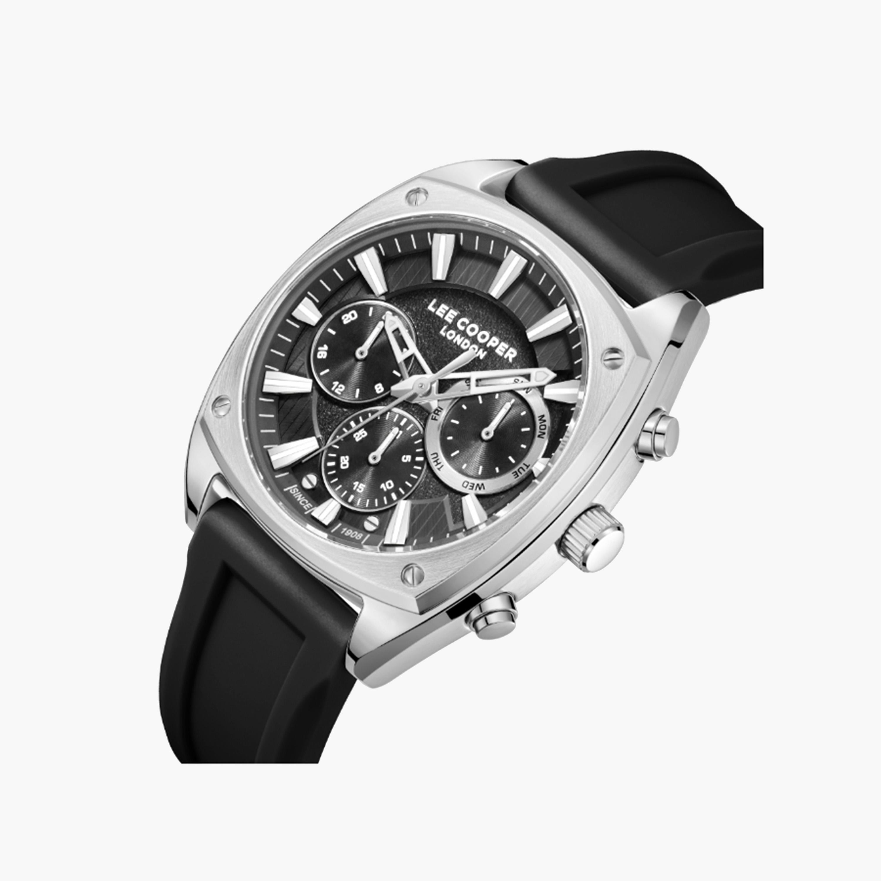 Lee Cooper Men's Multi-Function Watch, Black Silicone Strap-men-watchesandjewellery-watches-image-2