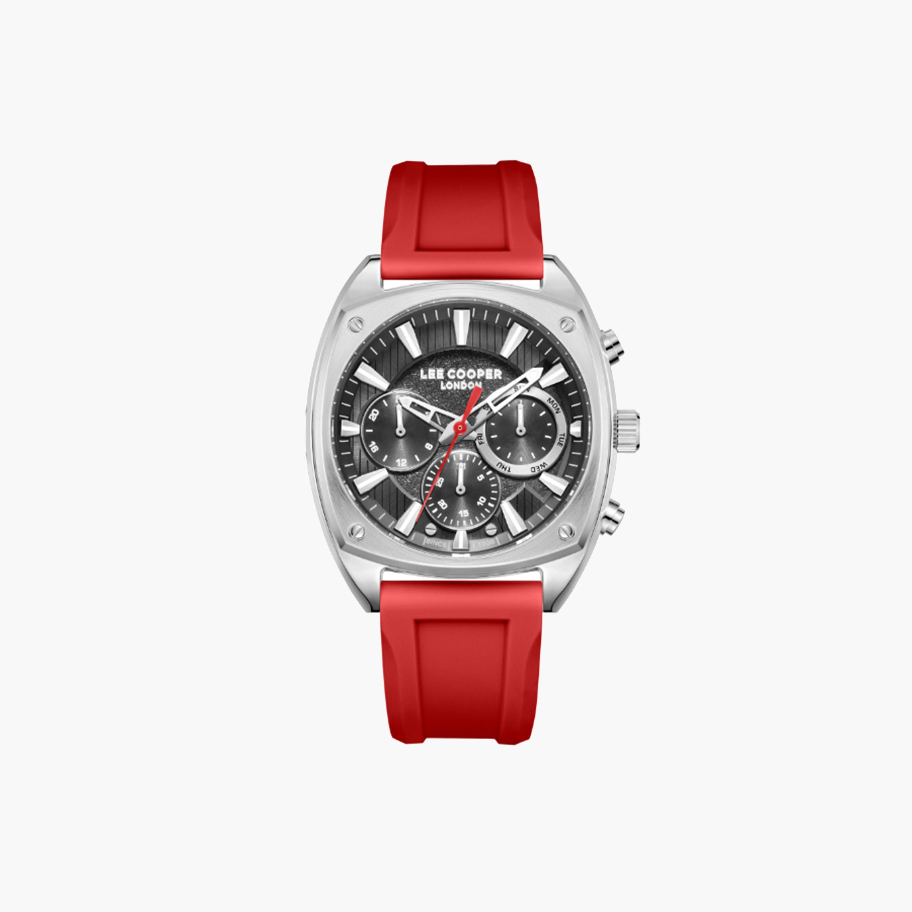 Lee Cooper Red Silicone Strap Chronograph Watch-men-watchesandjewellery-watches-image-1