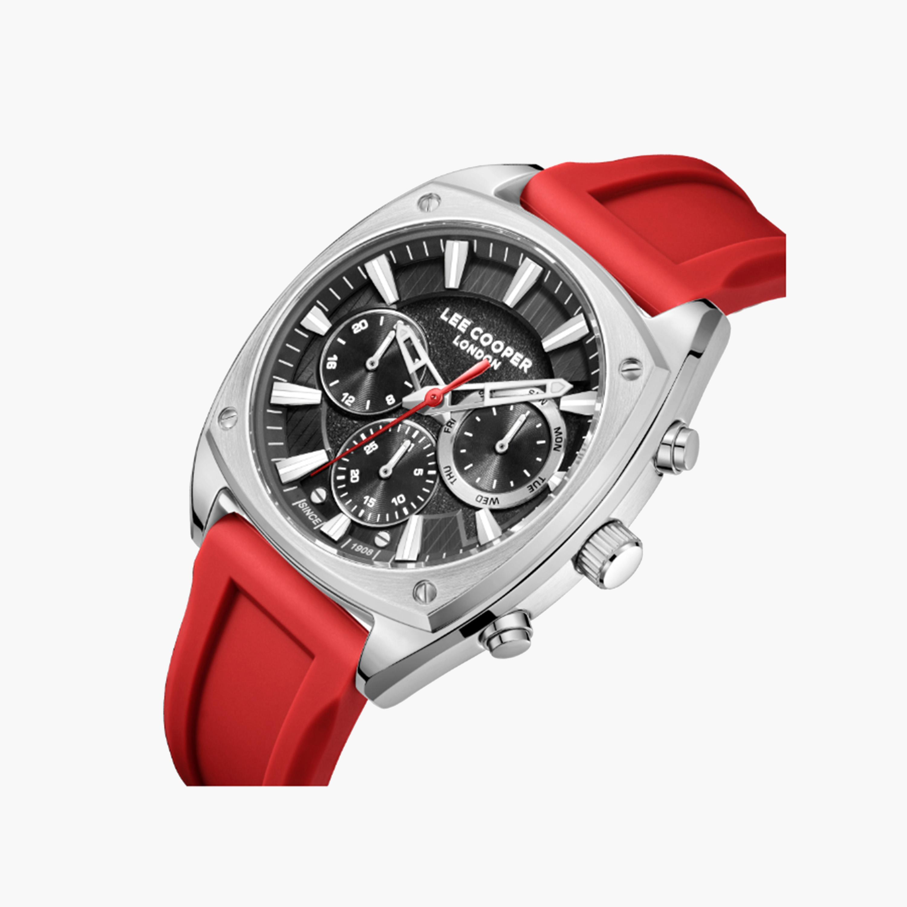 Lee Cooper Red Silicone Strap Chronograph Watch-men-watchesandjewellery-watches-image-2
