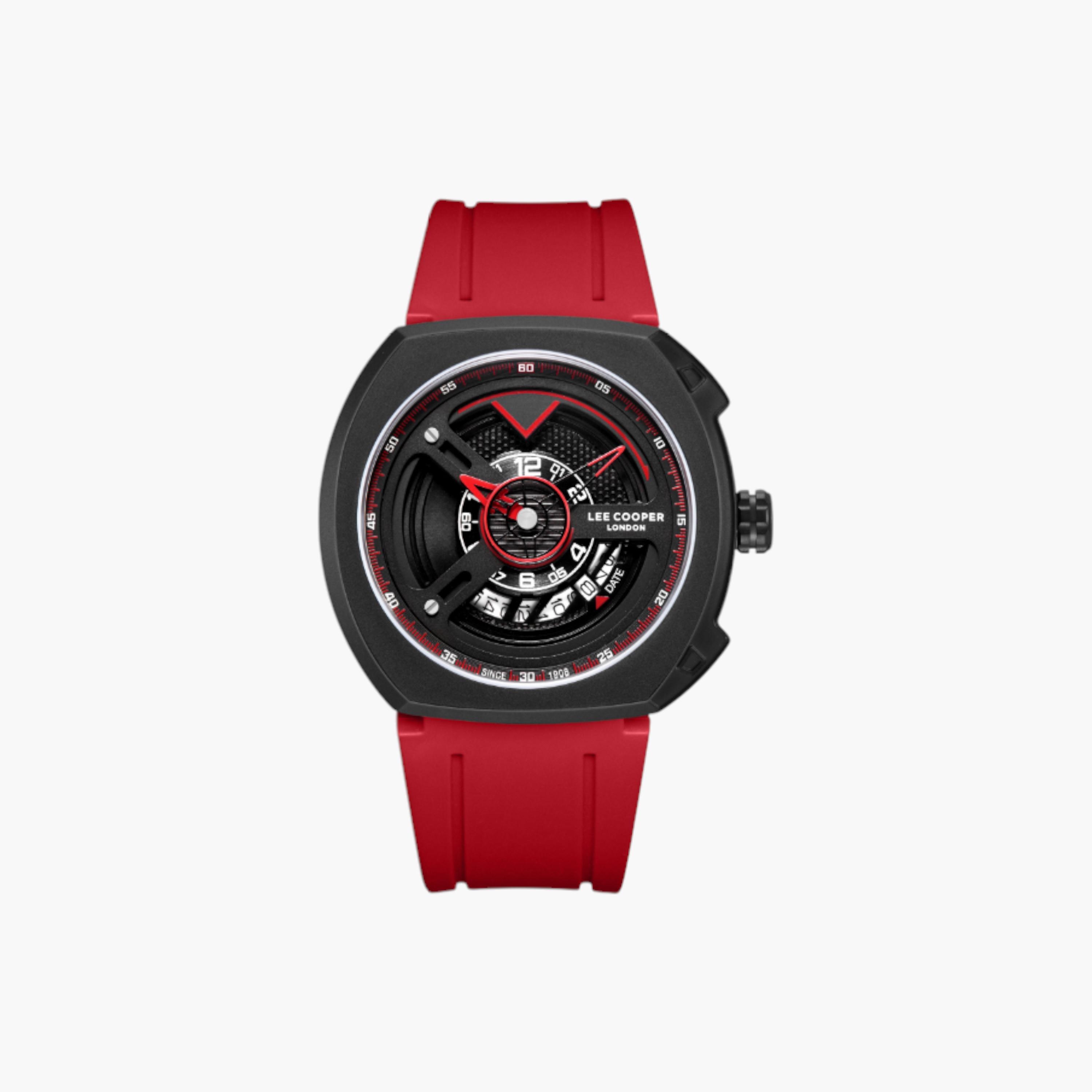 Lee Cooper Red Silicone Strap Watch-men-watchesandjewellery-watches-image-1