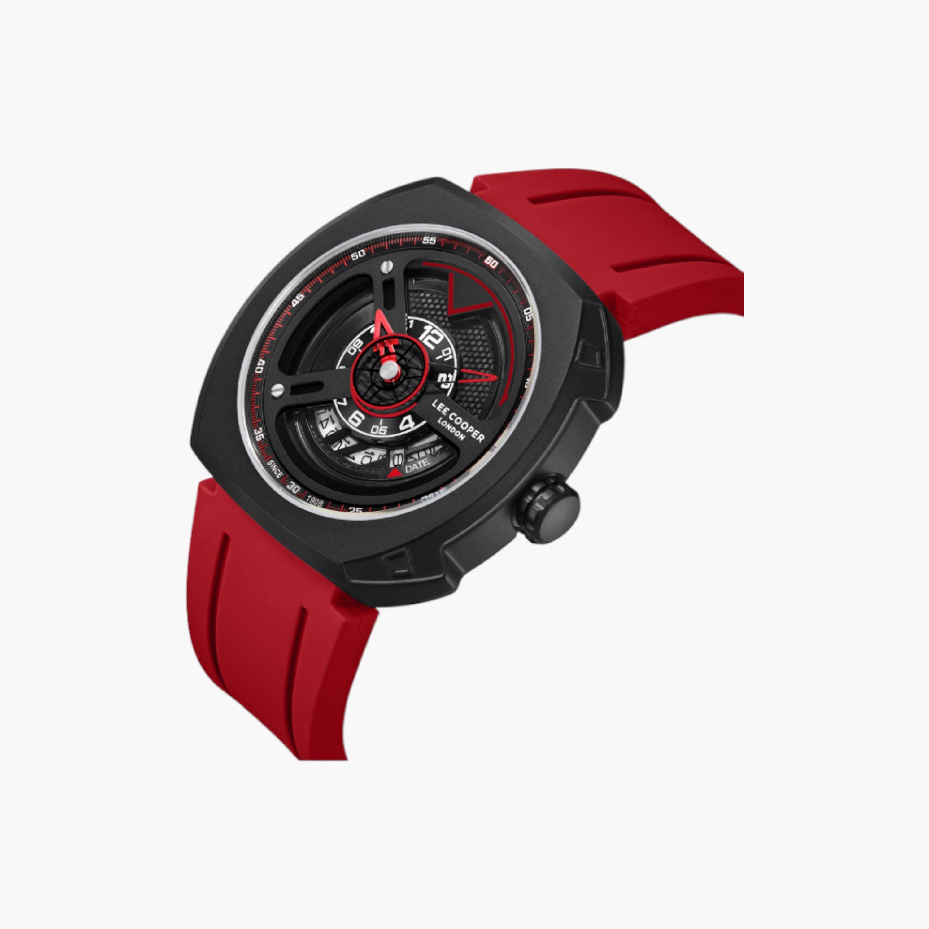 Lee Cooper Red Silicone Strap Watch-men-watchesandjewellery-watches-image-2