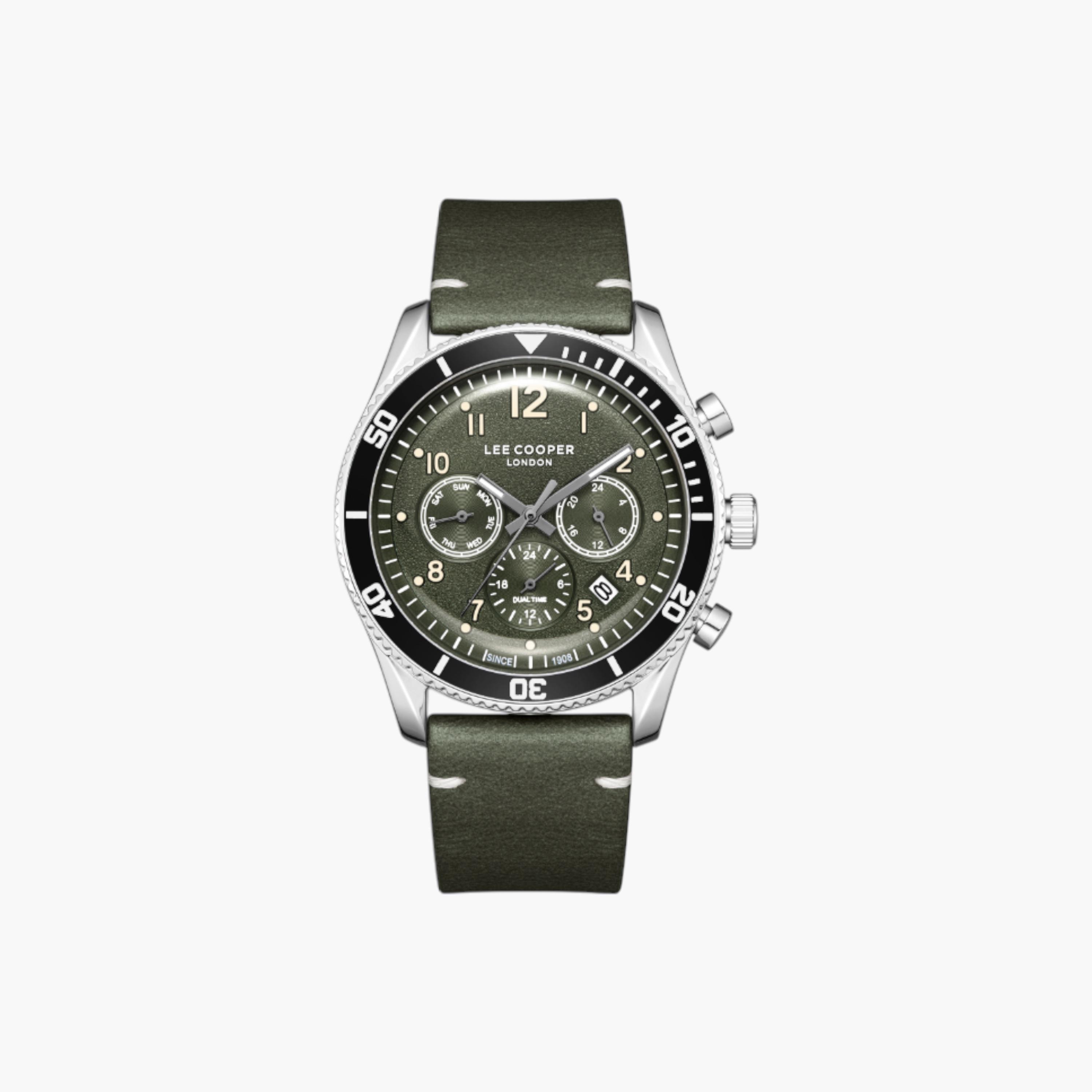 لي كوبر ساعة جلد رجالية خضراء متعددة الوظائف-men-watchesandjewellery-watches-image-1