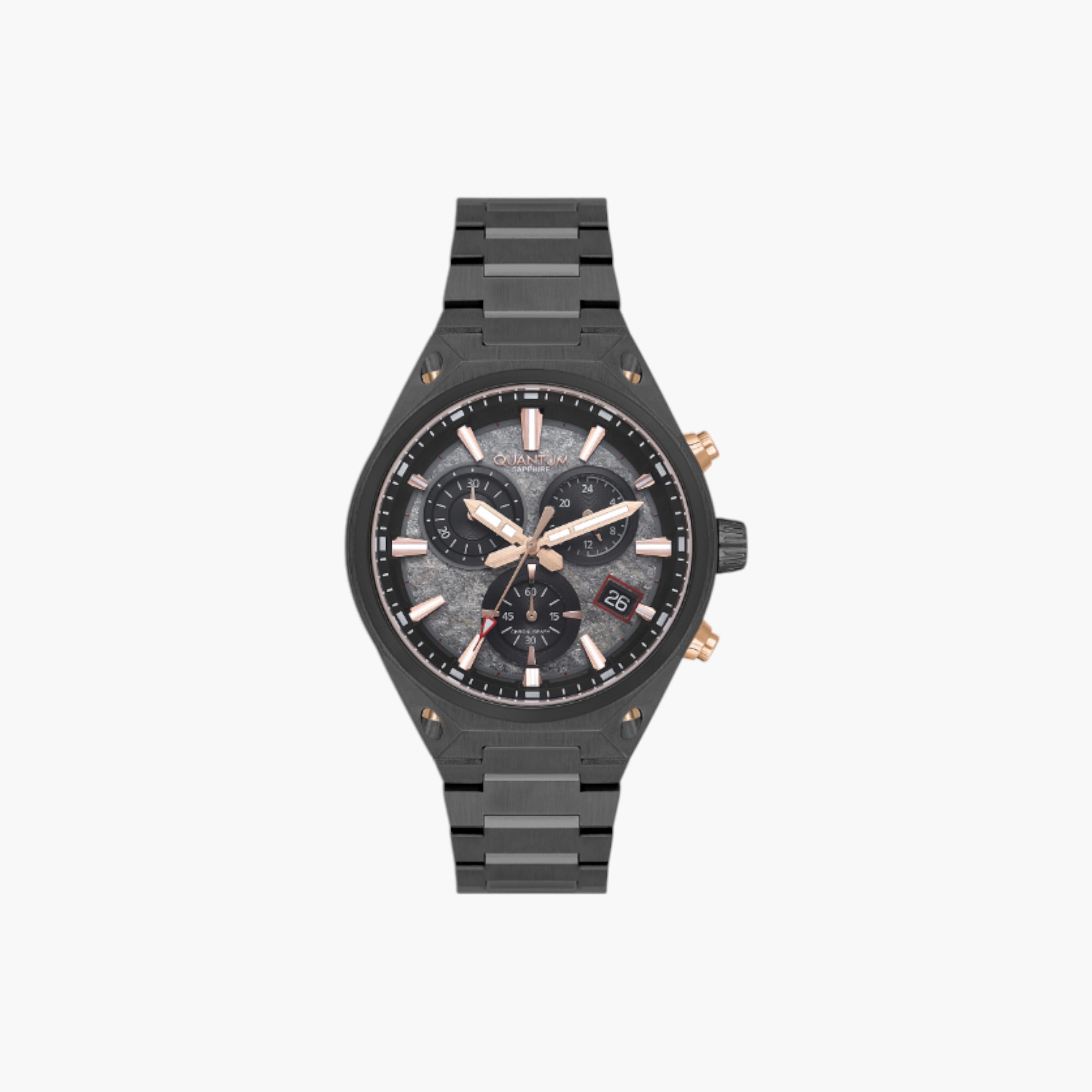 كوانتم ساعة كرونوغراف رجالية، بسوار معدني-men-watchesandjewellery-watches-image-1