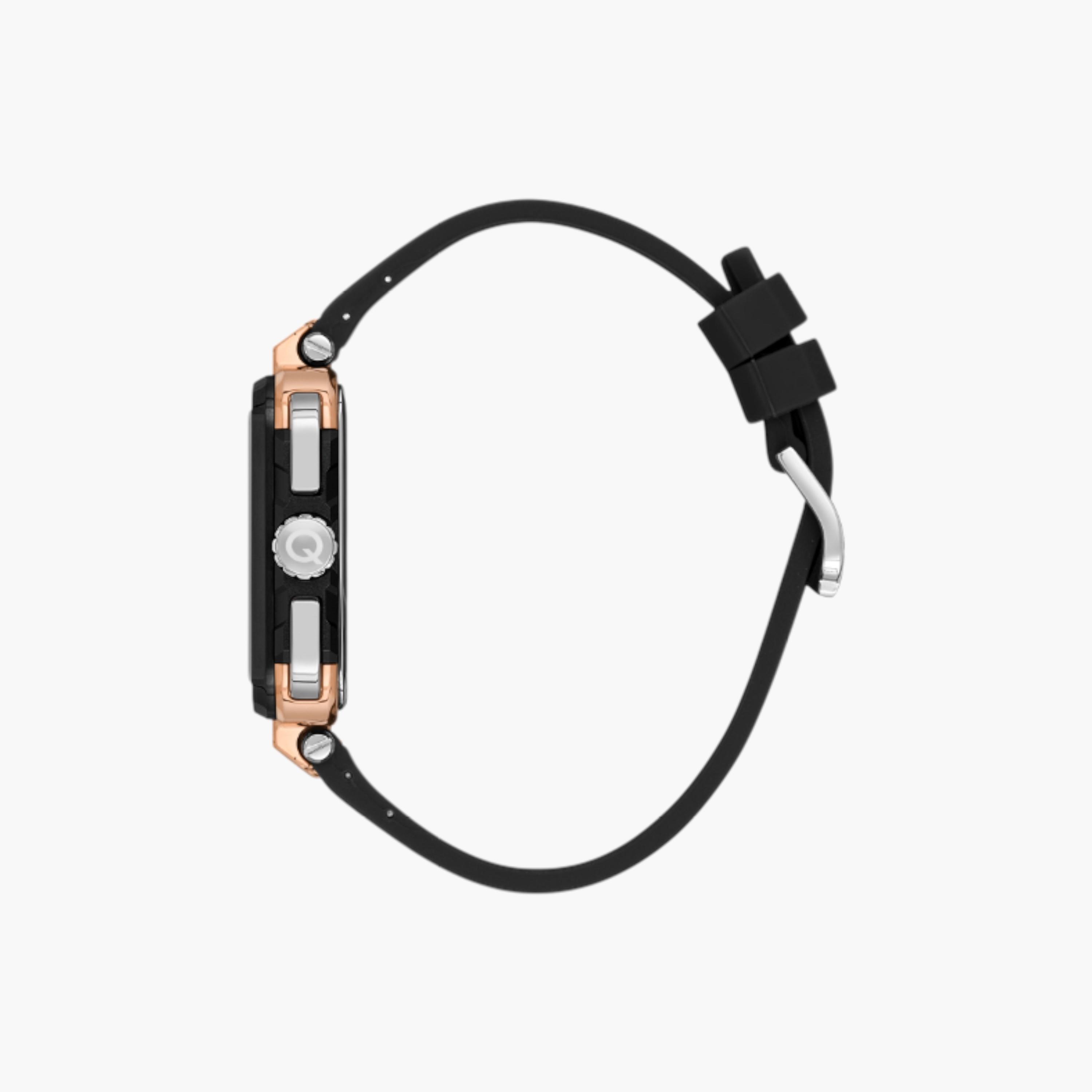 Quantum Square Multifunction Watch, Black Silicone Strap-men-watchesandjewellery-watches-image-2