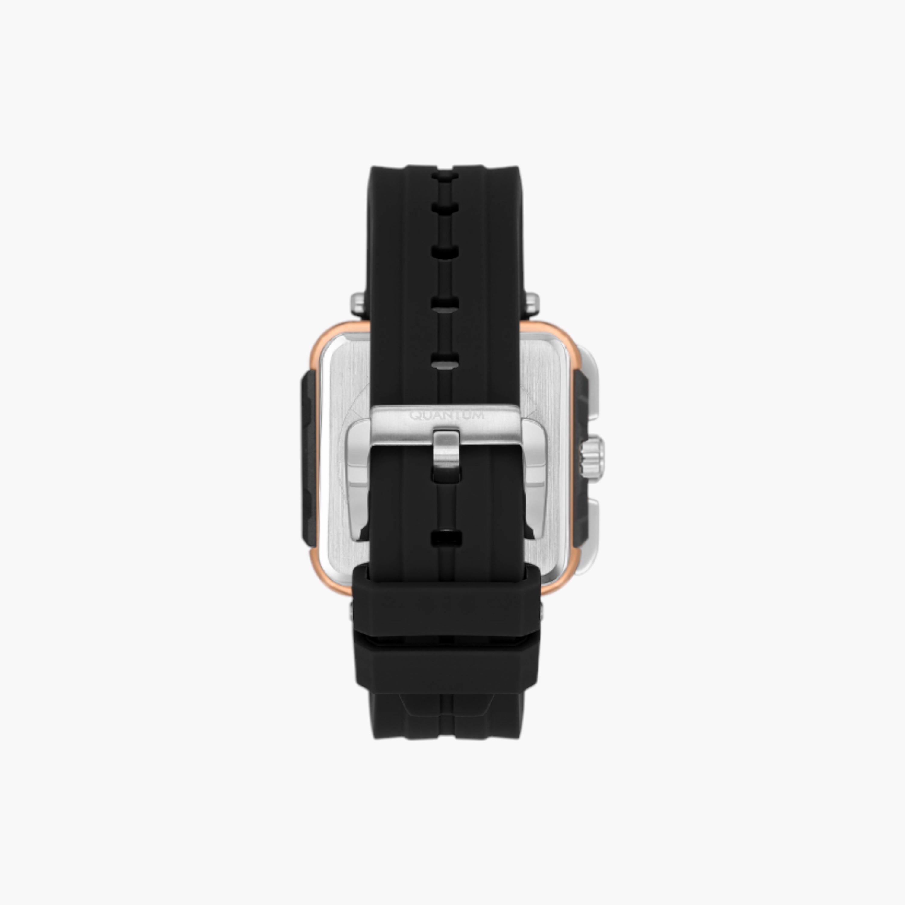 Quantum Square Multifunction Watch, Black Silicone Strap-men-watchesandjewellery-watches-image-3