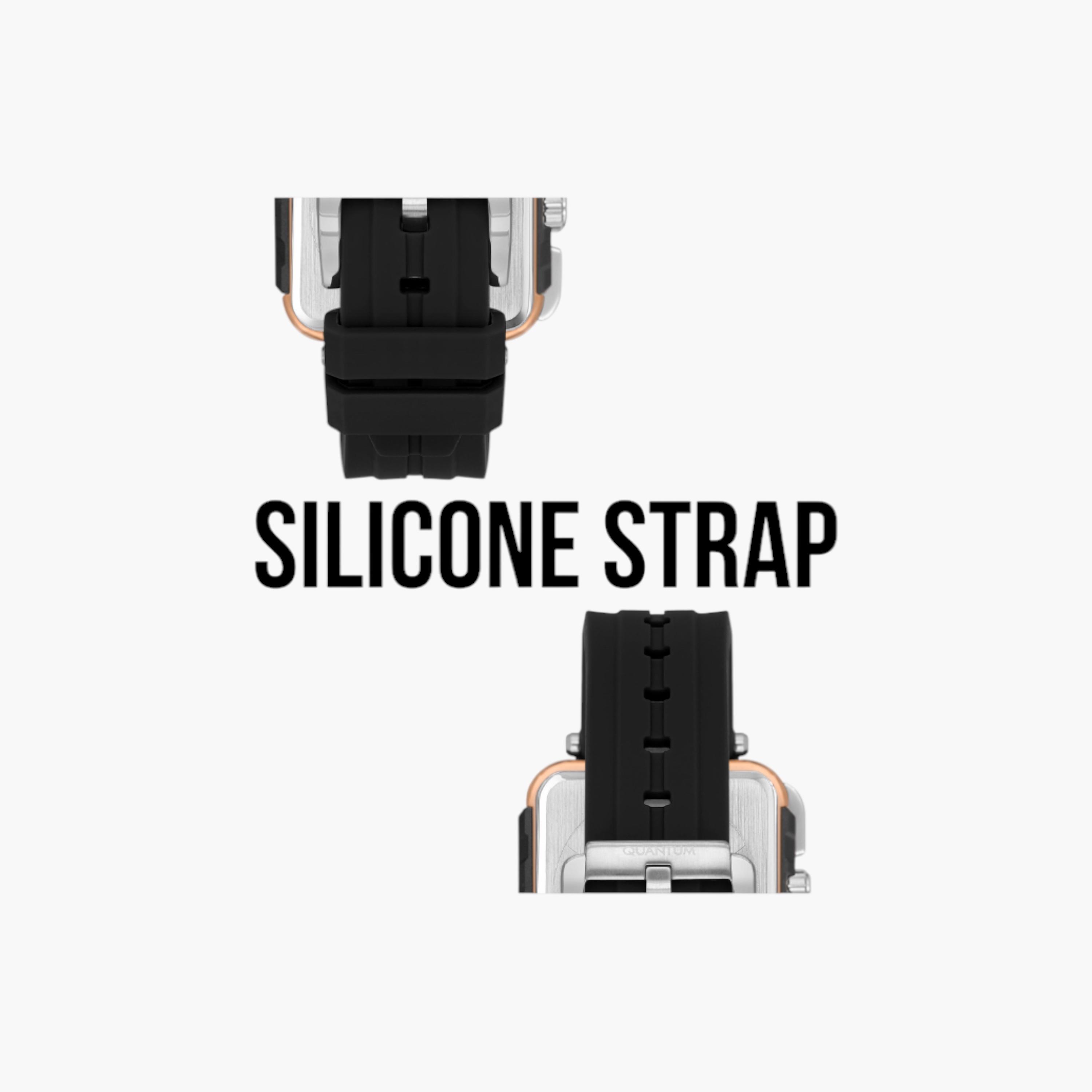 Quantum Square Multifunction Watch, Black Silicone Strap-men-watchesandjewellery-watches-image-5