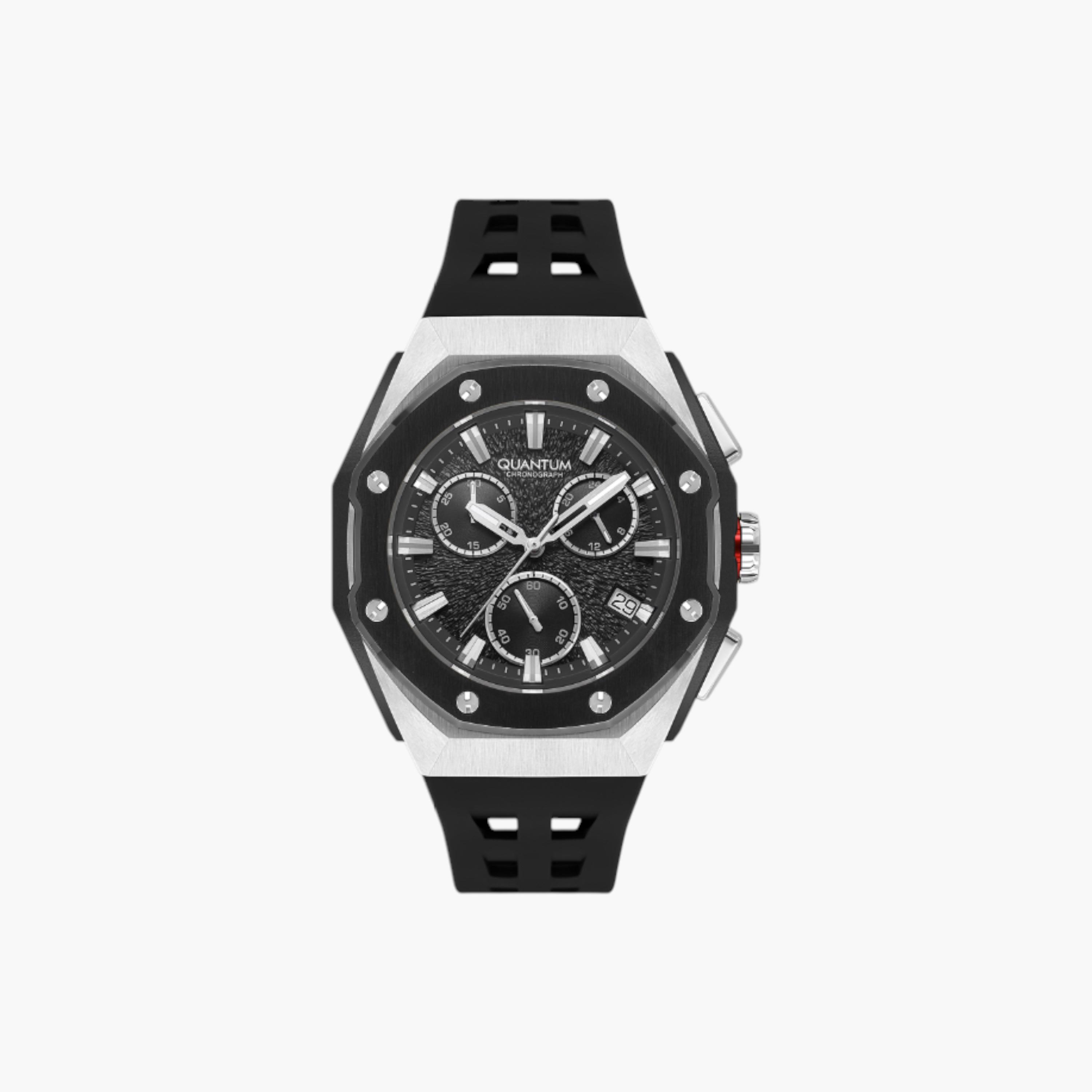 Quantum Octagonal Chronograph Men's Watch with Silicone Strap-men-watchesandjewellery-watches-image-1