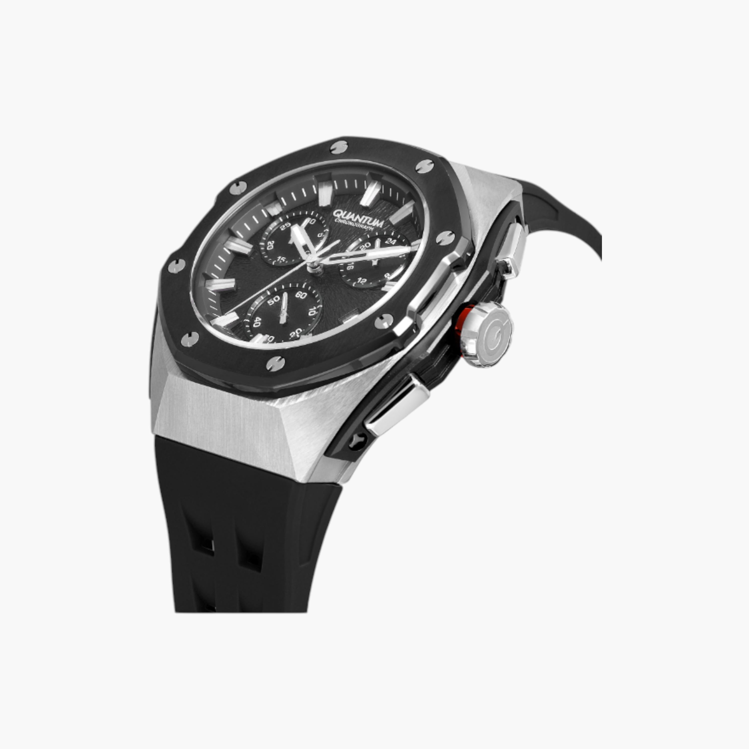 Quantum Octagonal Chronograph Men's Watch with Silicone Strap-men-watchesandjewellery-watches-image-4