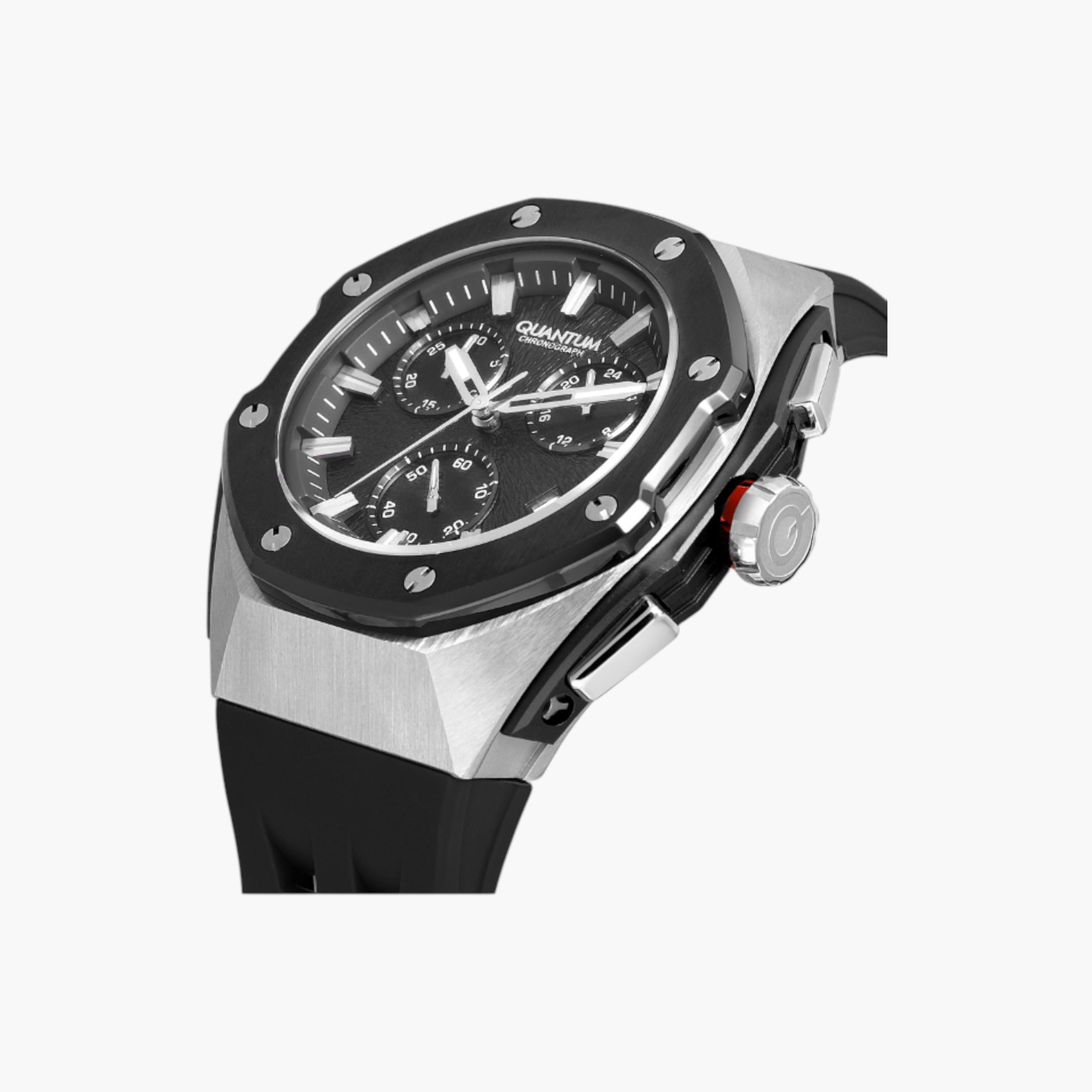 Quantum Octagonal Chronograph Men's Watch with Silicone Strap-men-watchesandjewellery-watches-image-5